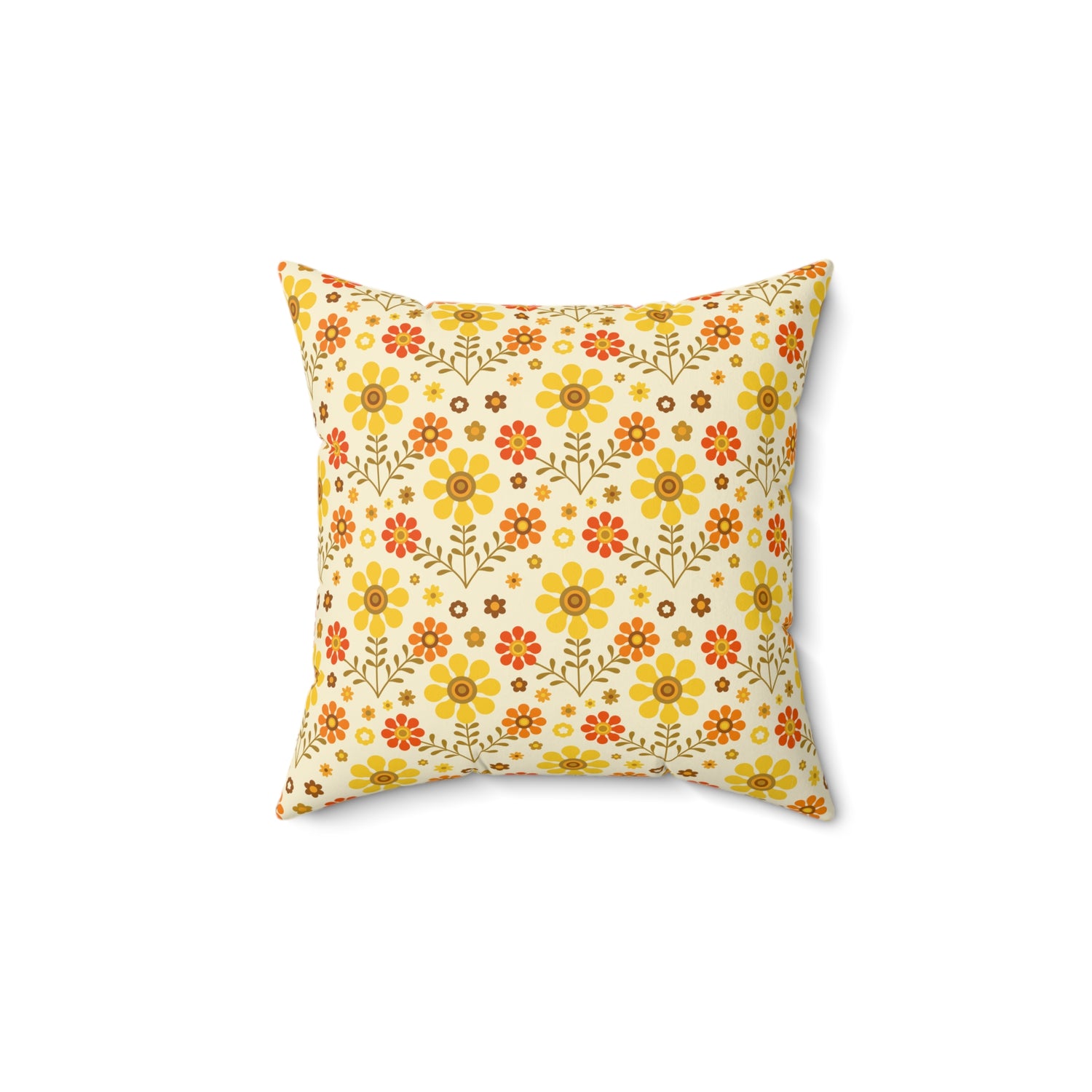 70s Mod Daisy Floral Retro Orange, Yellow Groovy Pillow Cover And Insert - Mid Century Modern Gal
