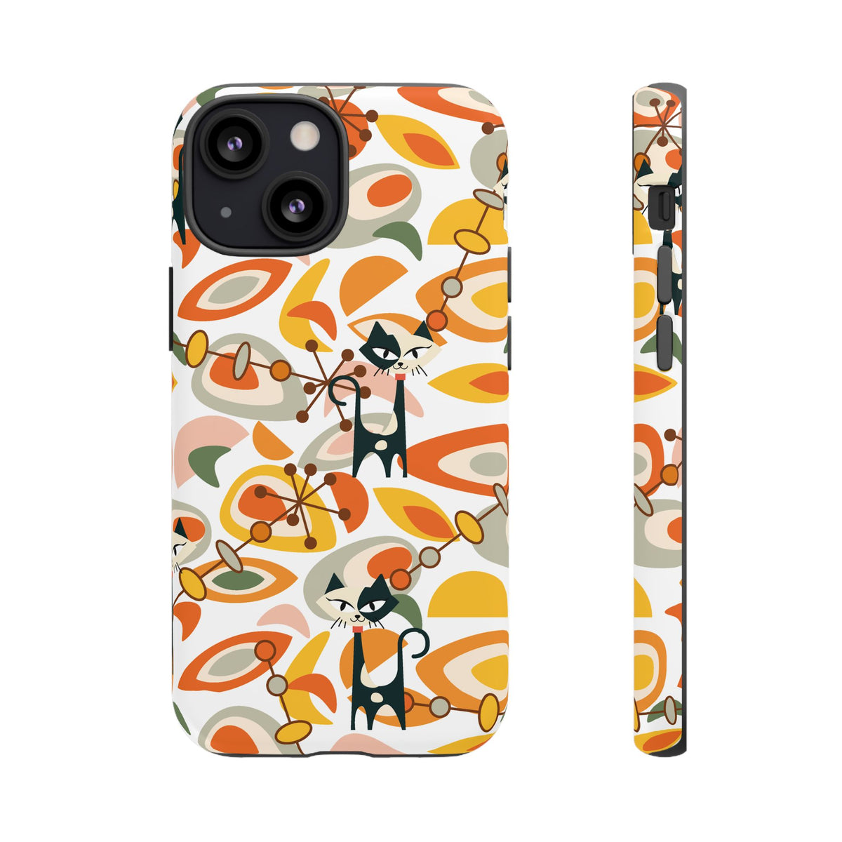 Atomic Cat Mid Mod Orange, Yellow, Groovy Cat Smart Phone Tough Cases