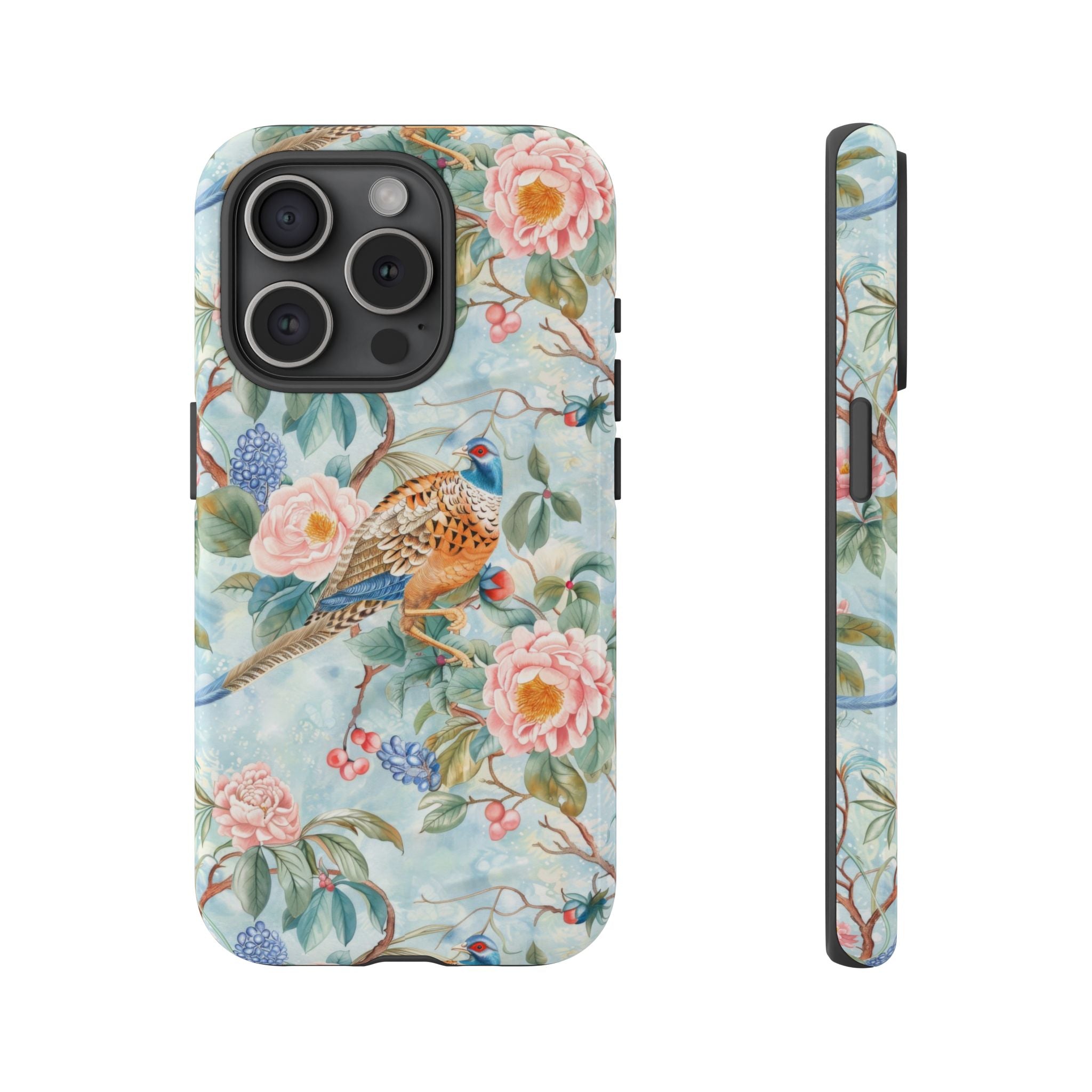 Chinoiserie Designed Floral Pheasant Phone Case with Bird Design - Mid Century Modern Gal