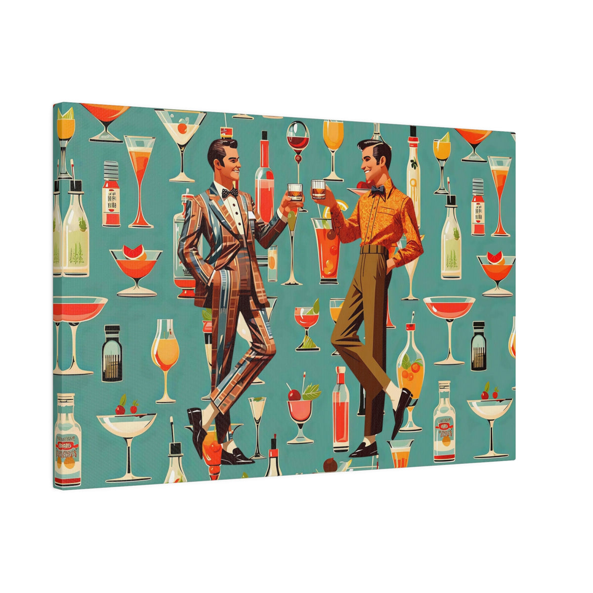 Atomic 50s Cocktail Art, Mid Century Modern Dapper Dudes, LGBTQ Unique Gifts, MCM Bar Art - Mid Century Modern Gal