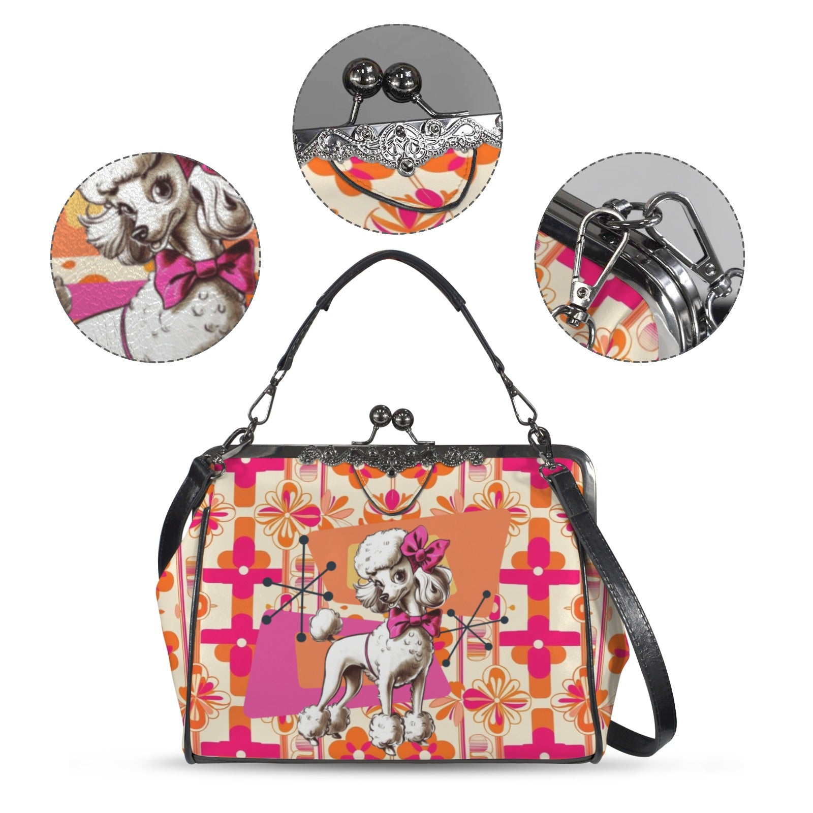 Atomic 50s Poodle Mid Century Modern Kisslock Crossbody Purse - Mid Century Modern Gal