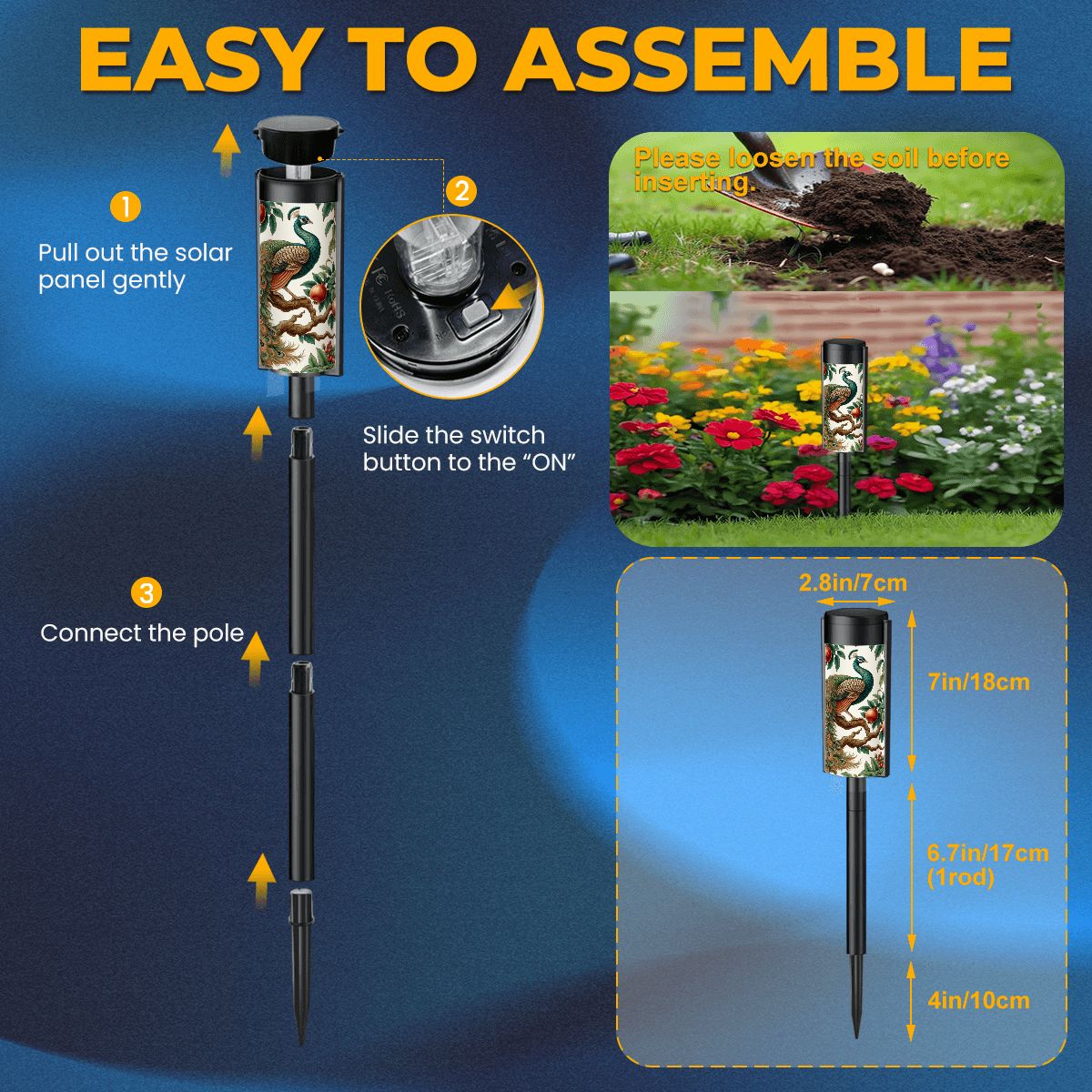 Modern Chinoserie Peacock Asian Zen Garden Outdoor Solar Lights - Mid Century Modern Gal
