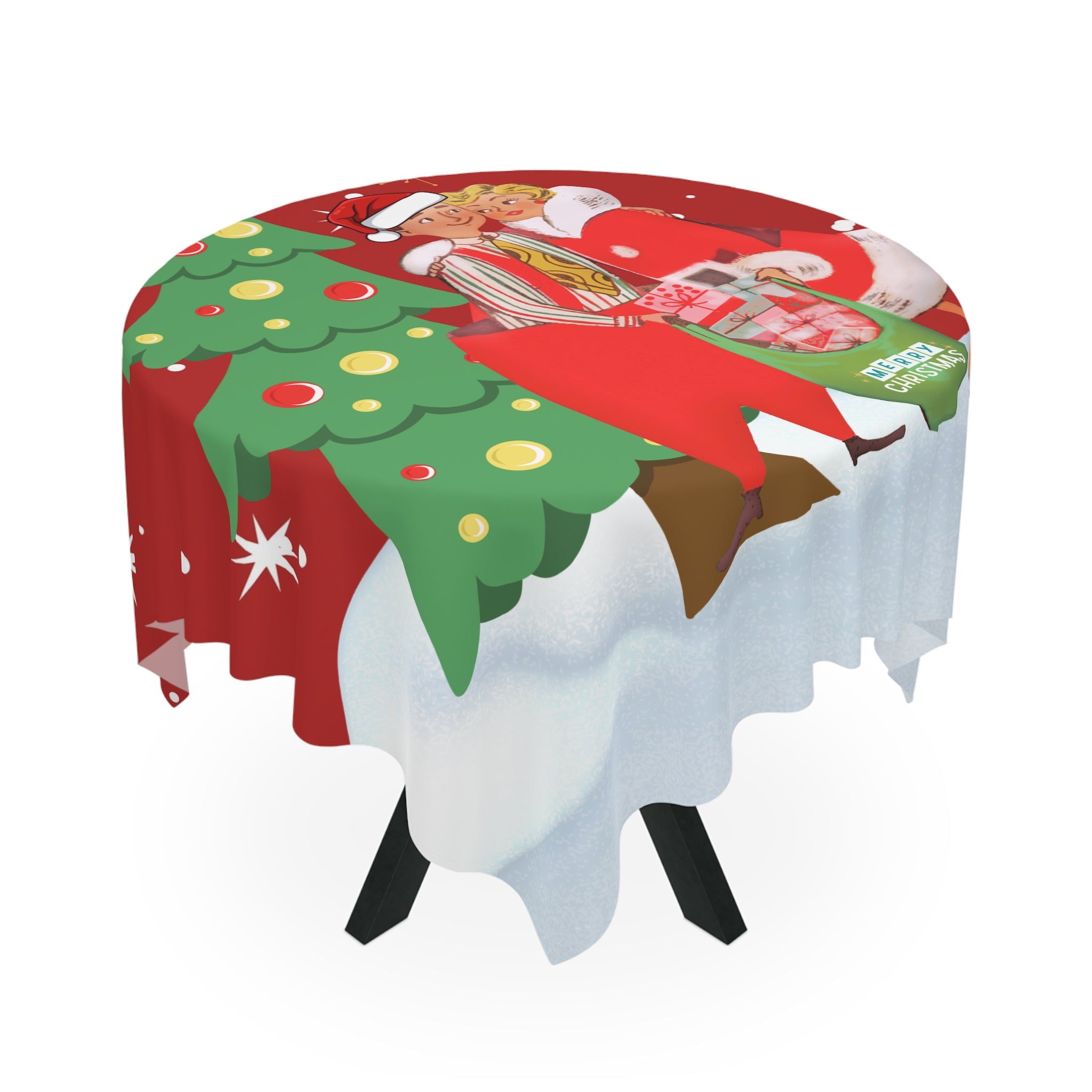 Christmas Tablecloth - "All I Want for Christmas is You" Holiday Festive Decor - Mid Century Modern Gal