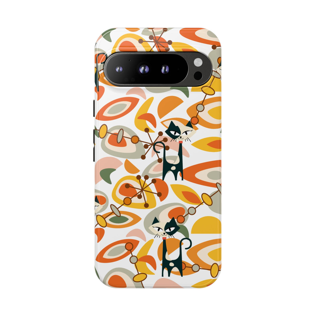 Atomic Cat Mid Mod Orange, Yellow, Groovy Cat Smart Phone Tough Cases