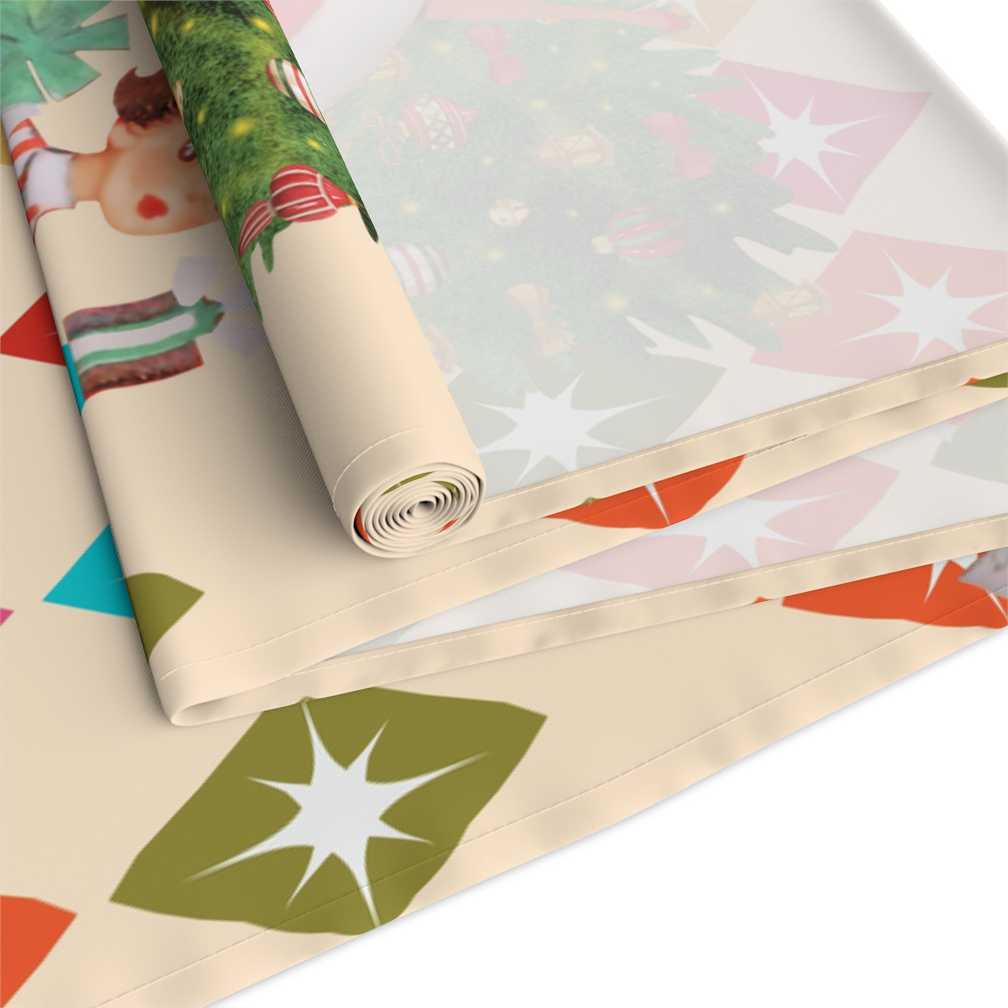 Vintage Holiday Table Runner with Retro Christmas Design - Mid Century Modern Gal