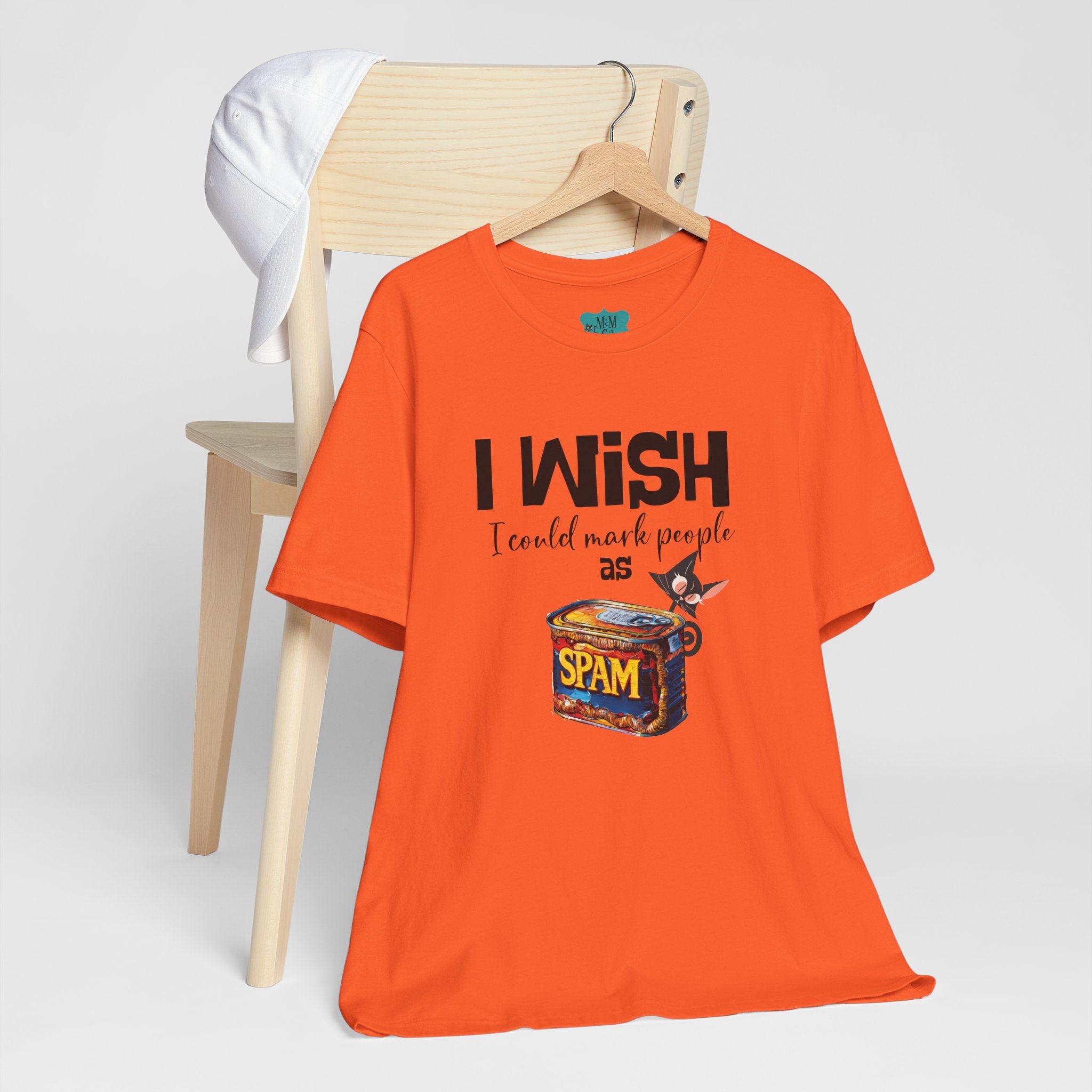 Funny Atomic Cat Mid Mod Retro Tee, I wish I could Mark People As Spam Unisex Jersey Short Sleeve Tee - Mid Century Modern Gal