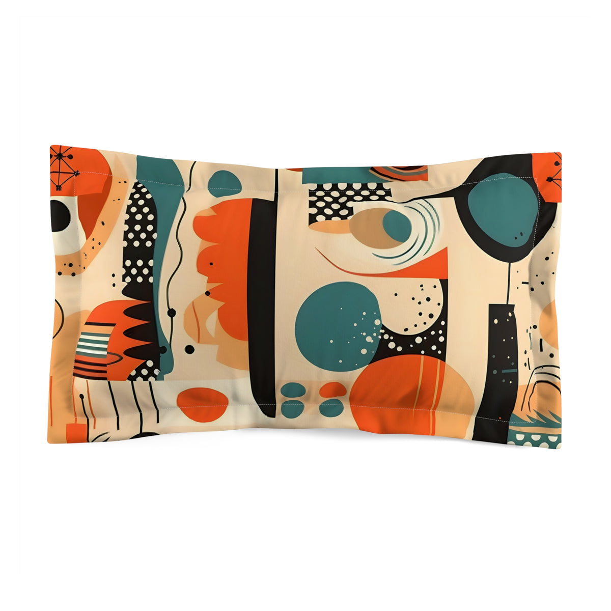Mid Century Modern Bauhaus Bedding Pillow Sham, Orange, Teal, Abstract Designs - Mid Century Modern Gal
