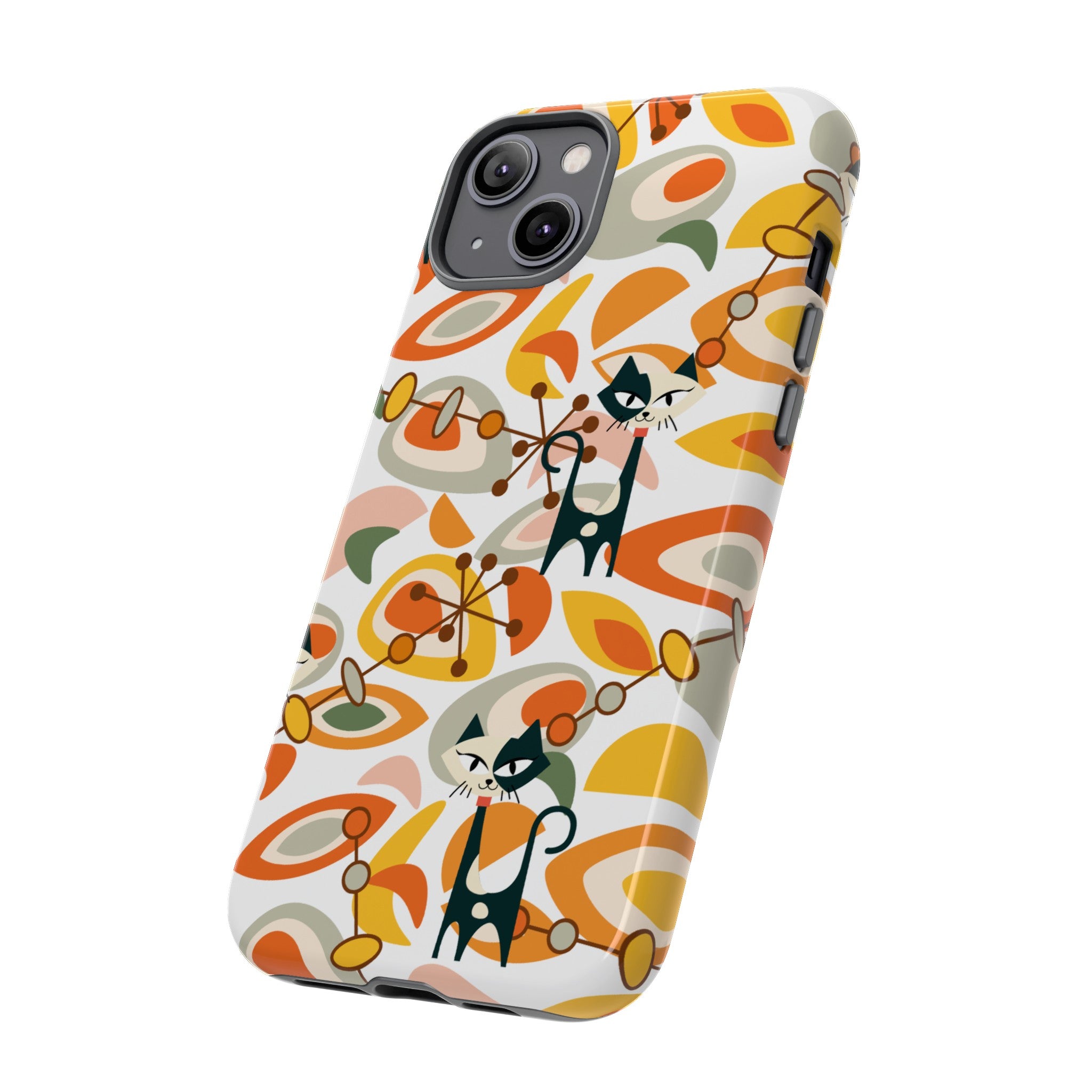 Atomic Cat Mid Mod Orange, Yellow, Groovy Cat Smart Phone Tough Cases