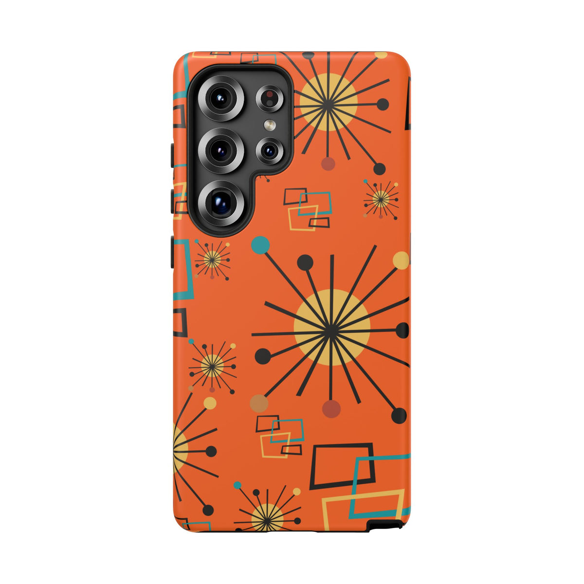 Mid Century Modern Sinatra Orange, Starburst, Geometric Funky Fun Tough Phone Case
