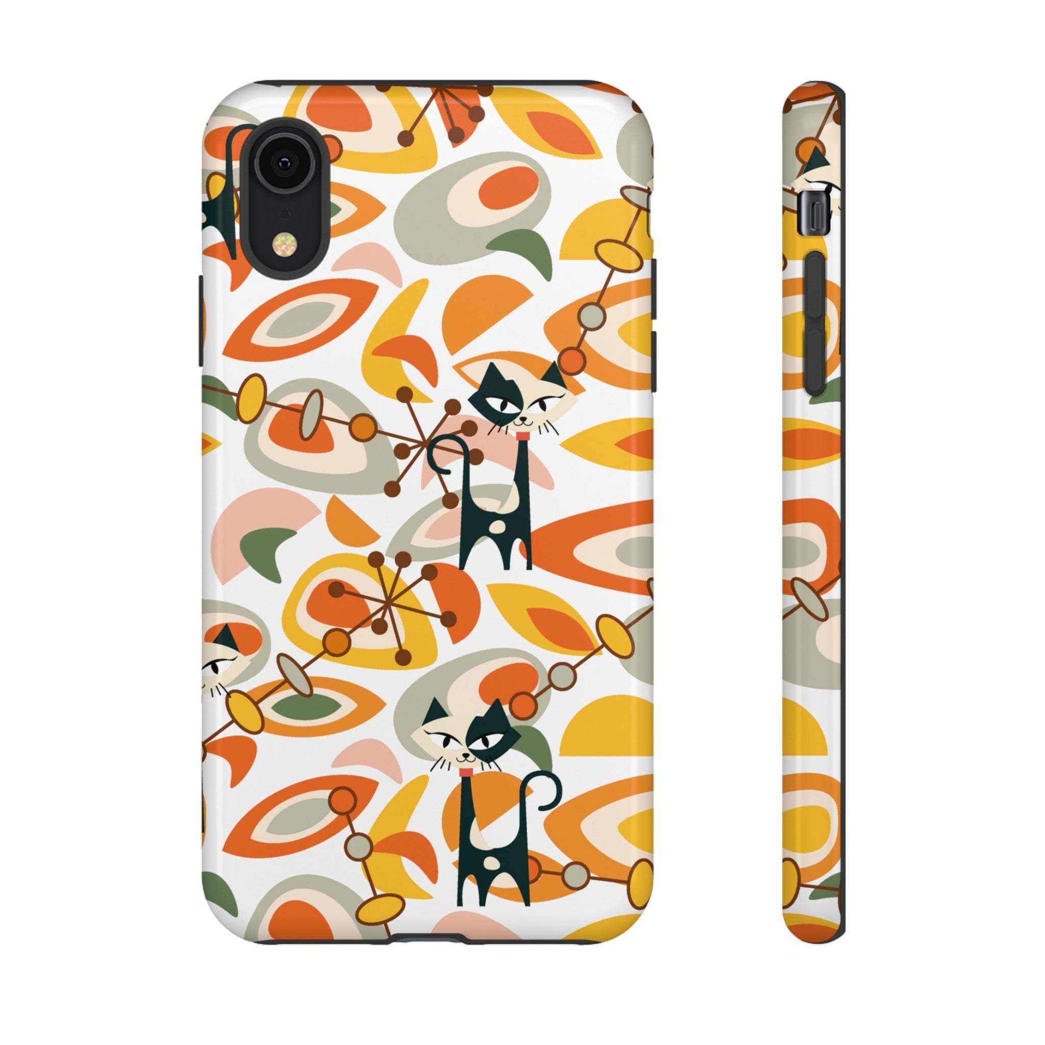 Atomic Cat Mid Mod Orange, Yellow, Groovy Cat Smart Phone Tough Cases