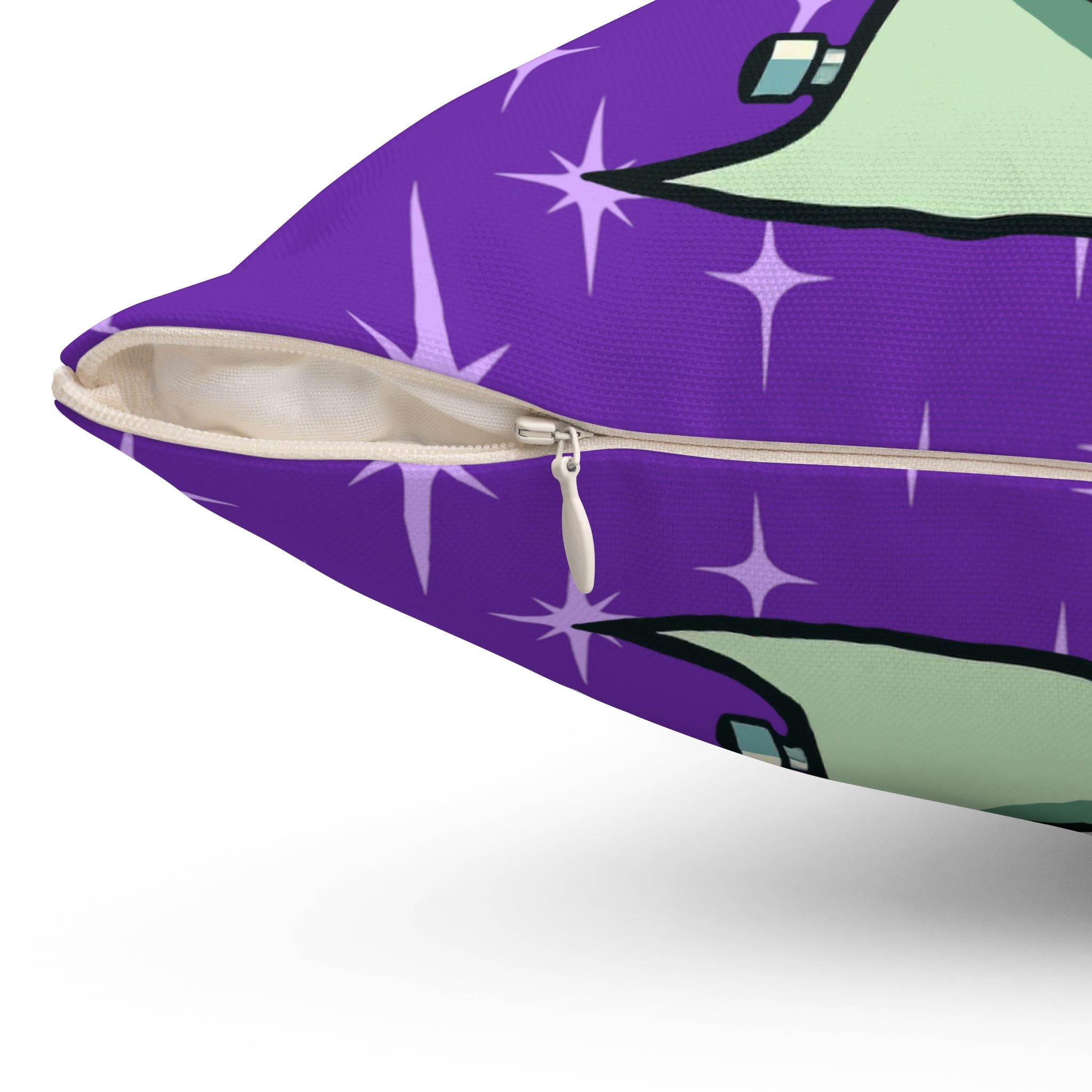 Bride of Frankenstein Retro Mid Mod Horror Buff Purple Halloween Pillow Cover and Insert - Mid Century Modern Gal