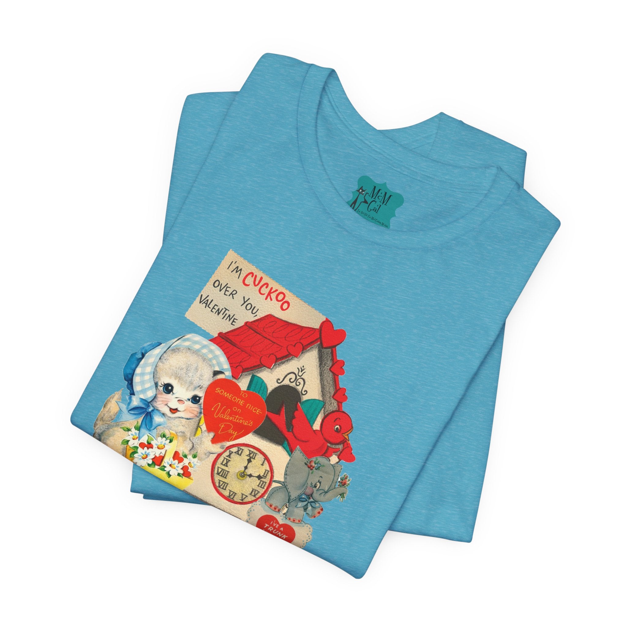 Vintage Valentine Cards Tee, Kitschy Whimsical Love Short Sleeve Tee - Mid Century Modern Gal