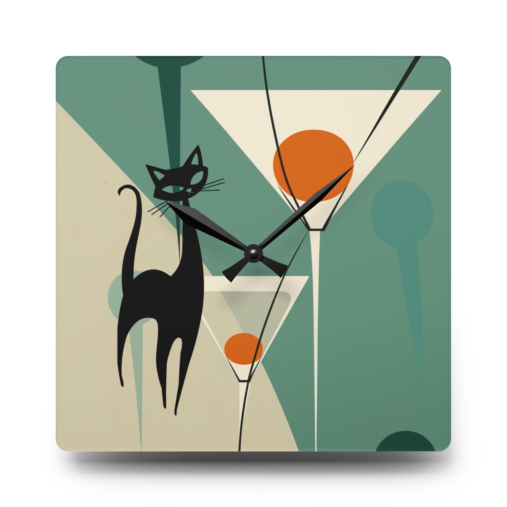 Mid Century Modern Wall Clock With Martin Motif Mid-Century Modern Design for Cat Lovers - Mid Century Modern Gal
