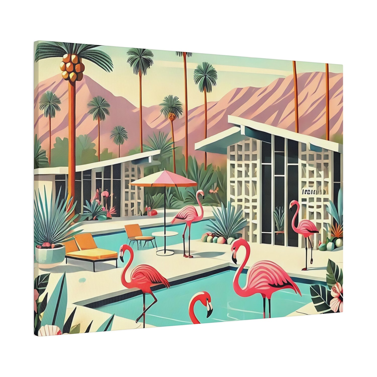 50s Mid Century Modern Wall Art, Palm Springs Flamingo Breeze Block MCM Art - Mid Century Modern Gal