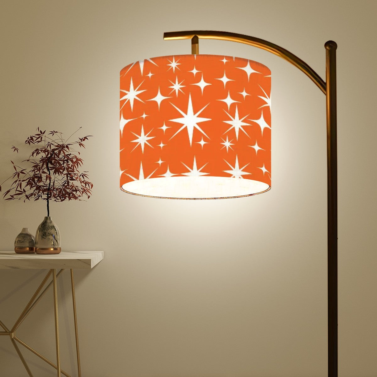 Sinatra Orange, Mid Century Modern Starburst Retro Arc Floor Lamp - Mid Century Modern Gal
