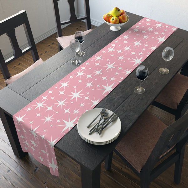 Atomic 50s Pink Starburst Mid Century Modern Table Runner