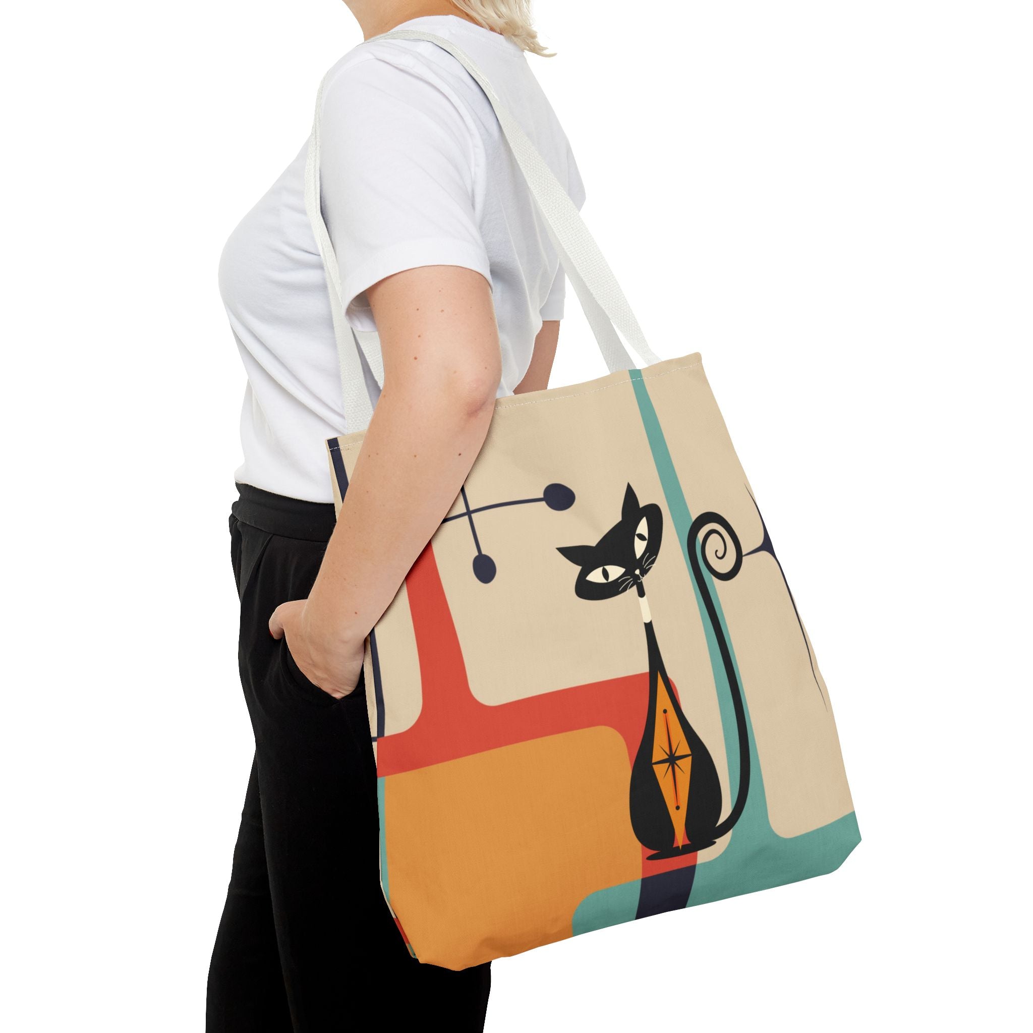 Atomic Cat Mid Century Mod Tote Bag - Mid Century Modern Gal