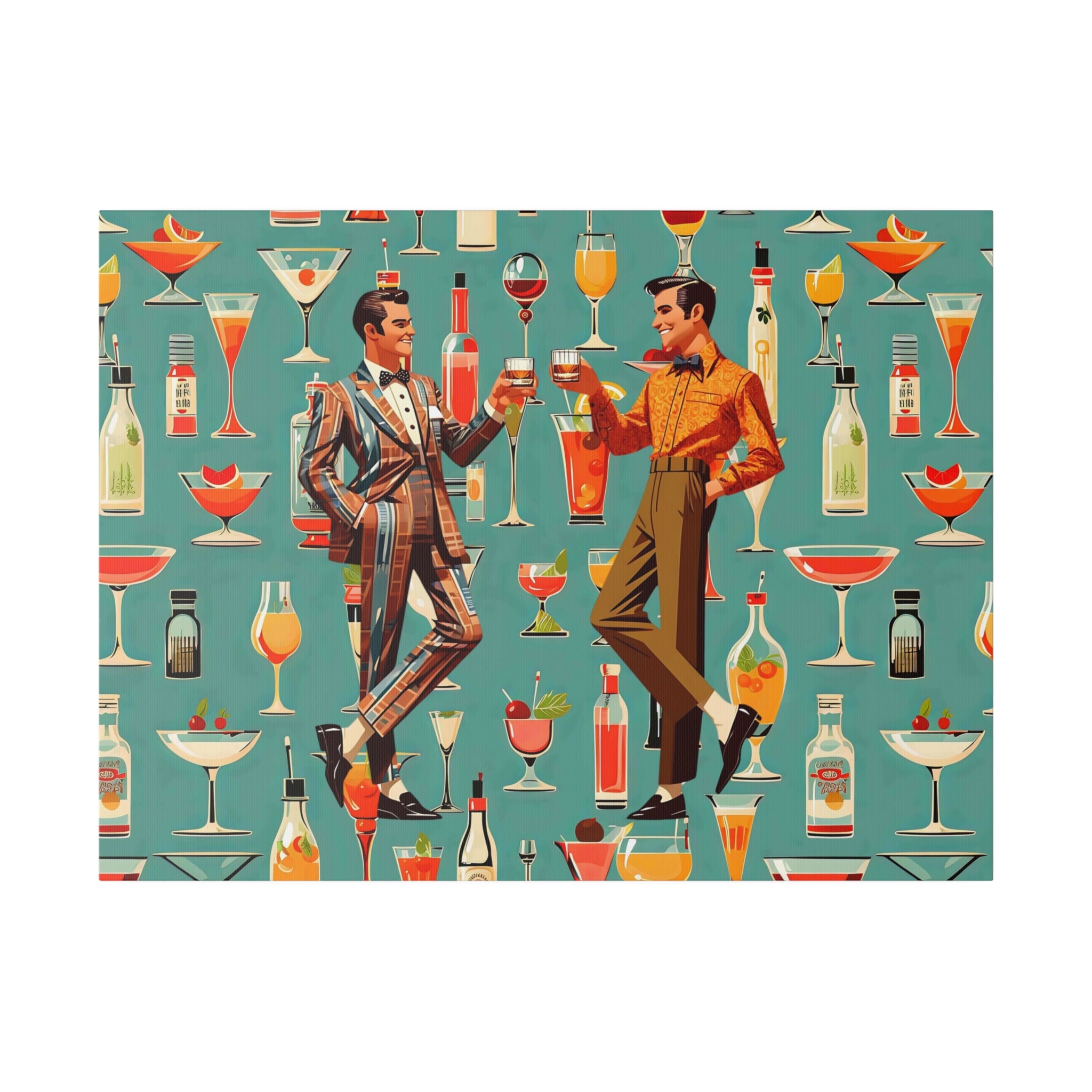 Atomic 50s Cocktail Art, Mid Century Modern Dapper Dudes, LGBTQ Unique Gifts, MCM Bar Art - Mid Century Modern Gal