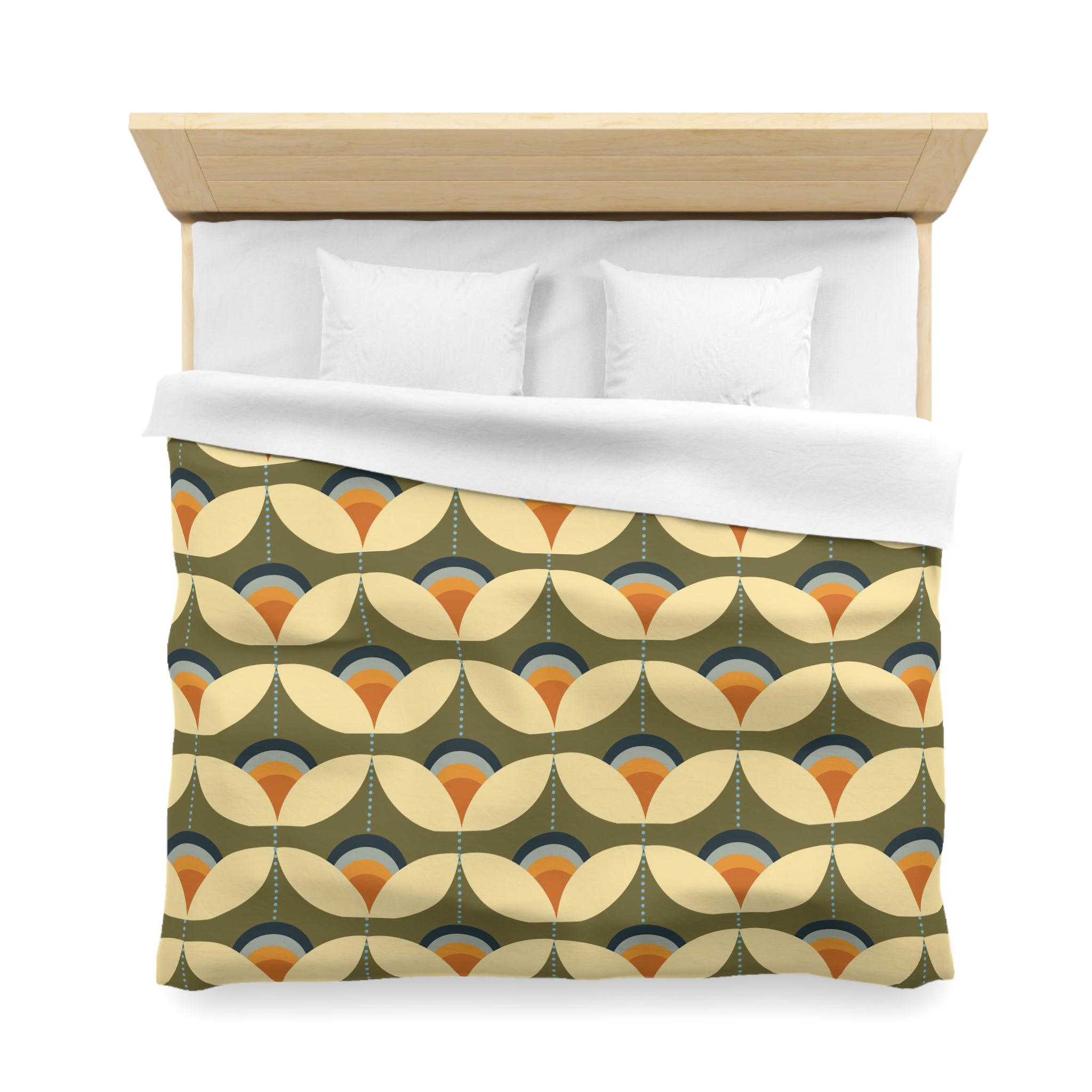 Scandinavian Modern Danish, Green, Beige Orange, Blue, Mid Century Modern Designed Duvet Cover - Mid Century Modern Gal