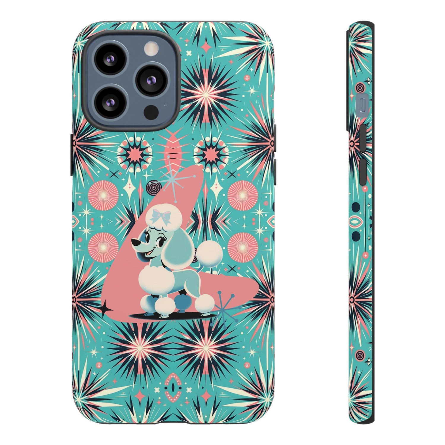 1950s Mid Century Modern Atomic Pink, Poodle Retro Smart Phone Tough Cases