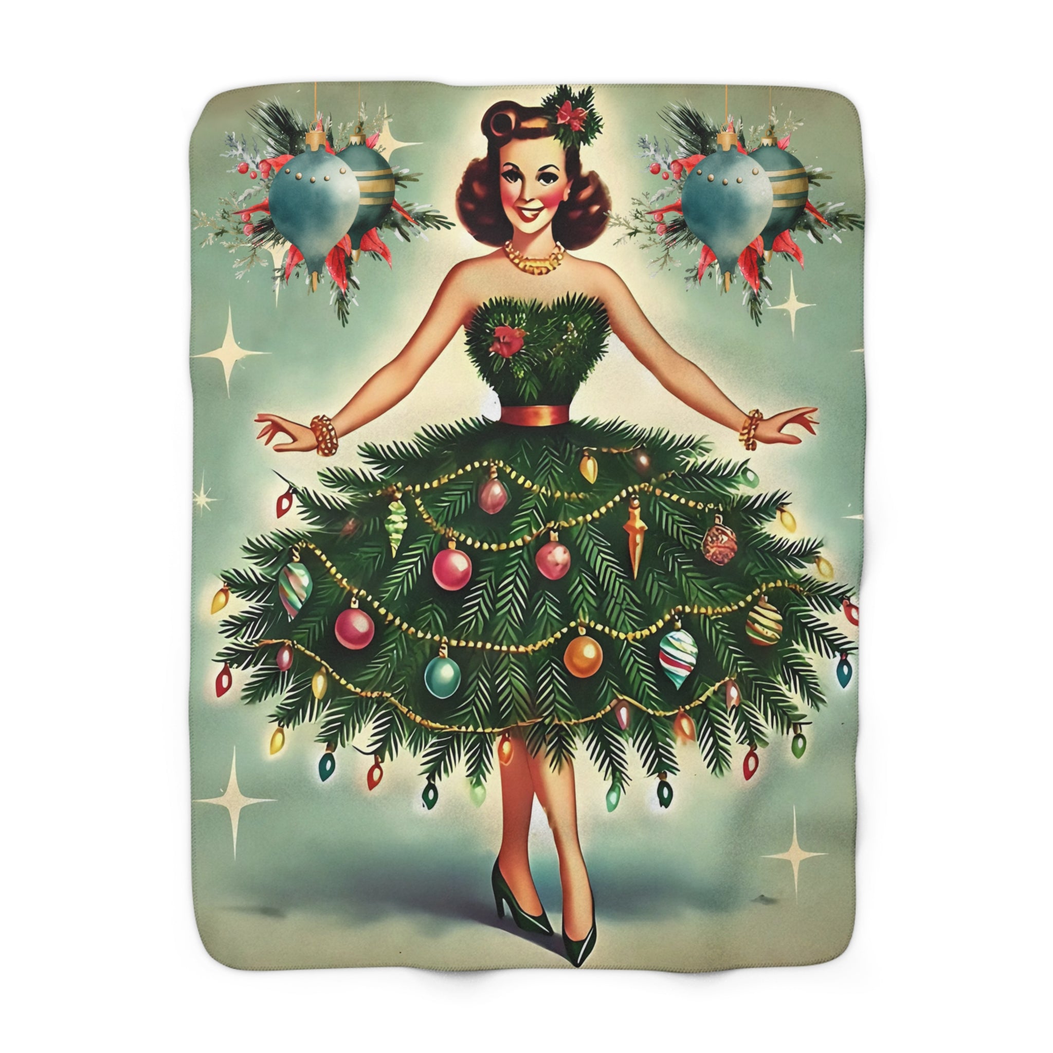 Franciscan Diamond Starburst, Vintage Holiday Kitsch 50s Mod Gal, Mid Century Modern Fleece Winter Blanket - Mid Century Modern Gal