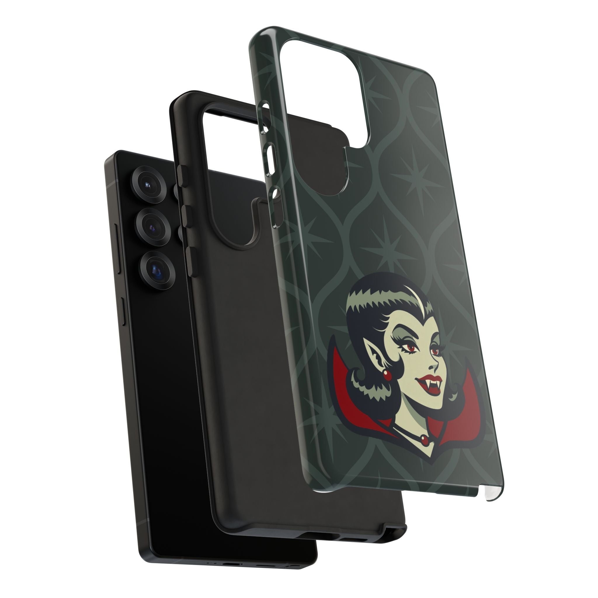 Vampire Dracula Girl Halloween Goth Horror Buff MCM Green Tough Phone Case
