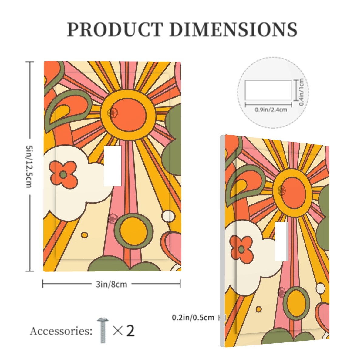 Retro 70s Groovy Sun Mid Century Modern Switch Cover 1-Gang 1 Toggle - Mid Century Modern Gal