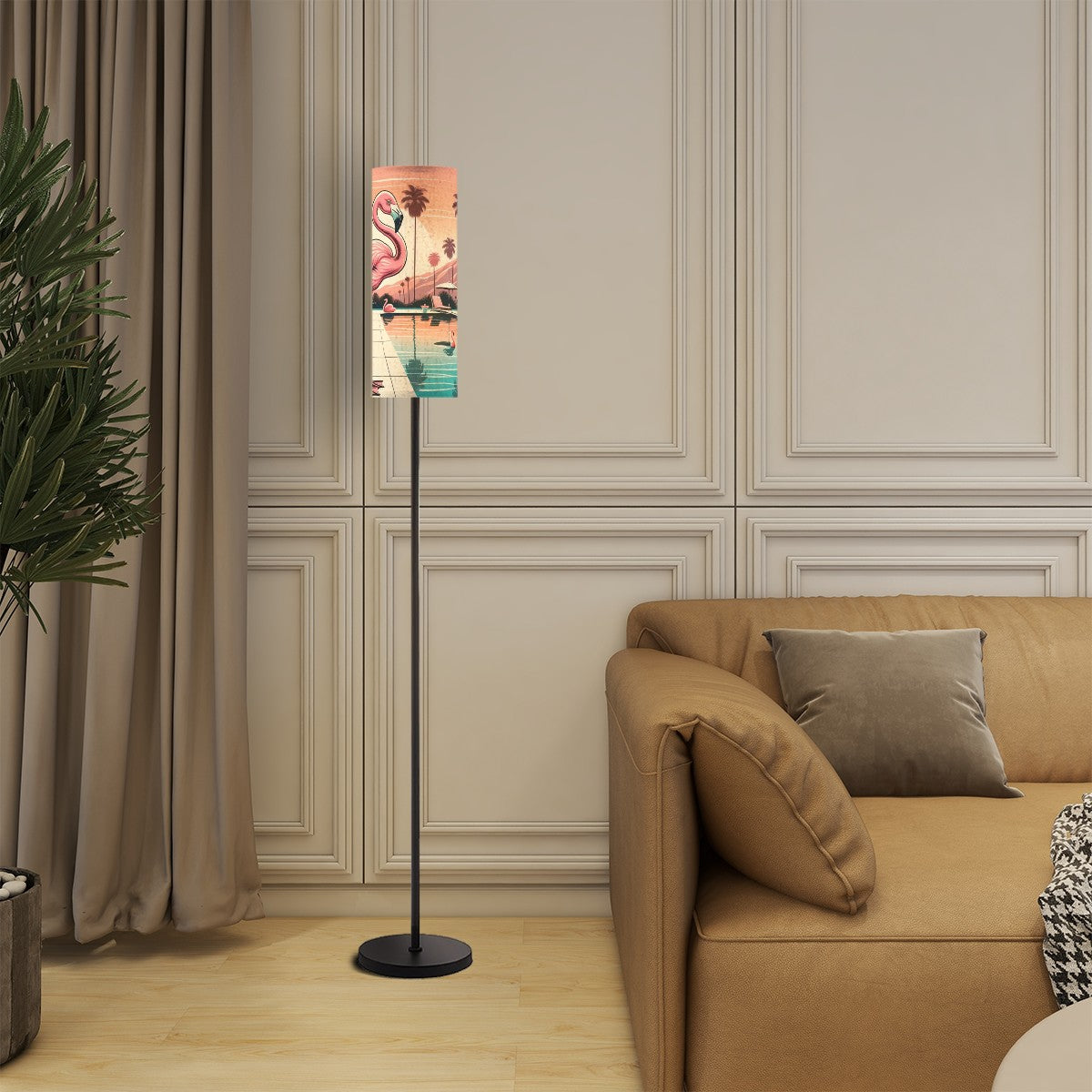 Palm Springs California Kitschy Mod Slim Remote Control Floor Lamp - Mid Century Modern Gal