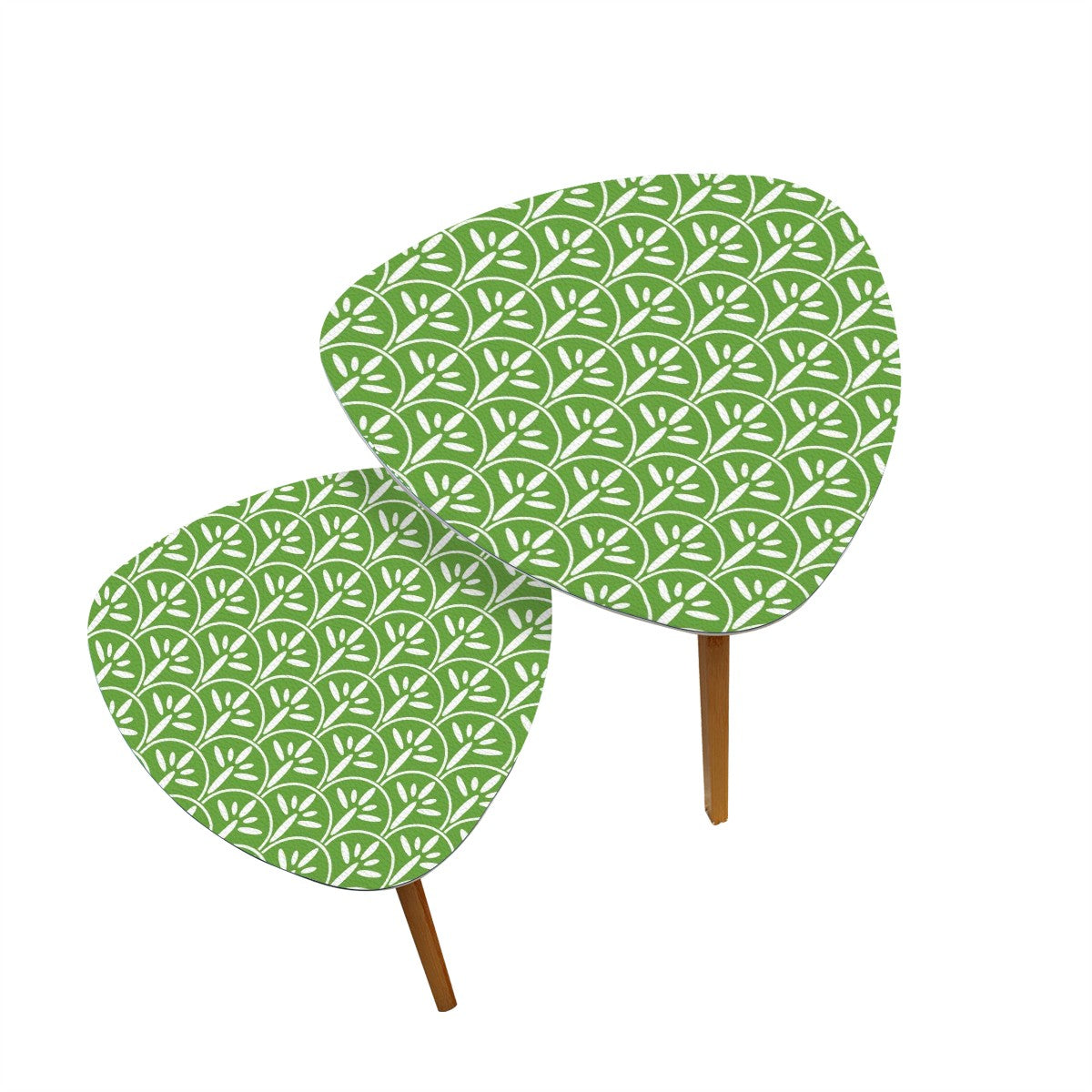 Mid Century Modern Nesting Tables Green Grass And White | Stylish Art Deco MCM End Tables - Mid Century Modern Gal