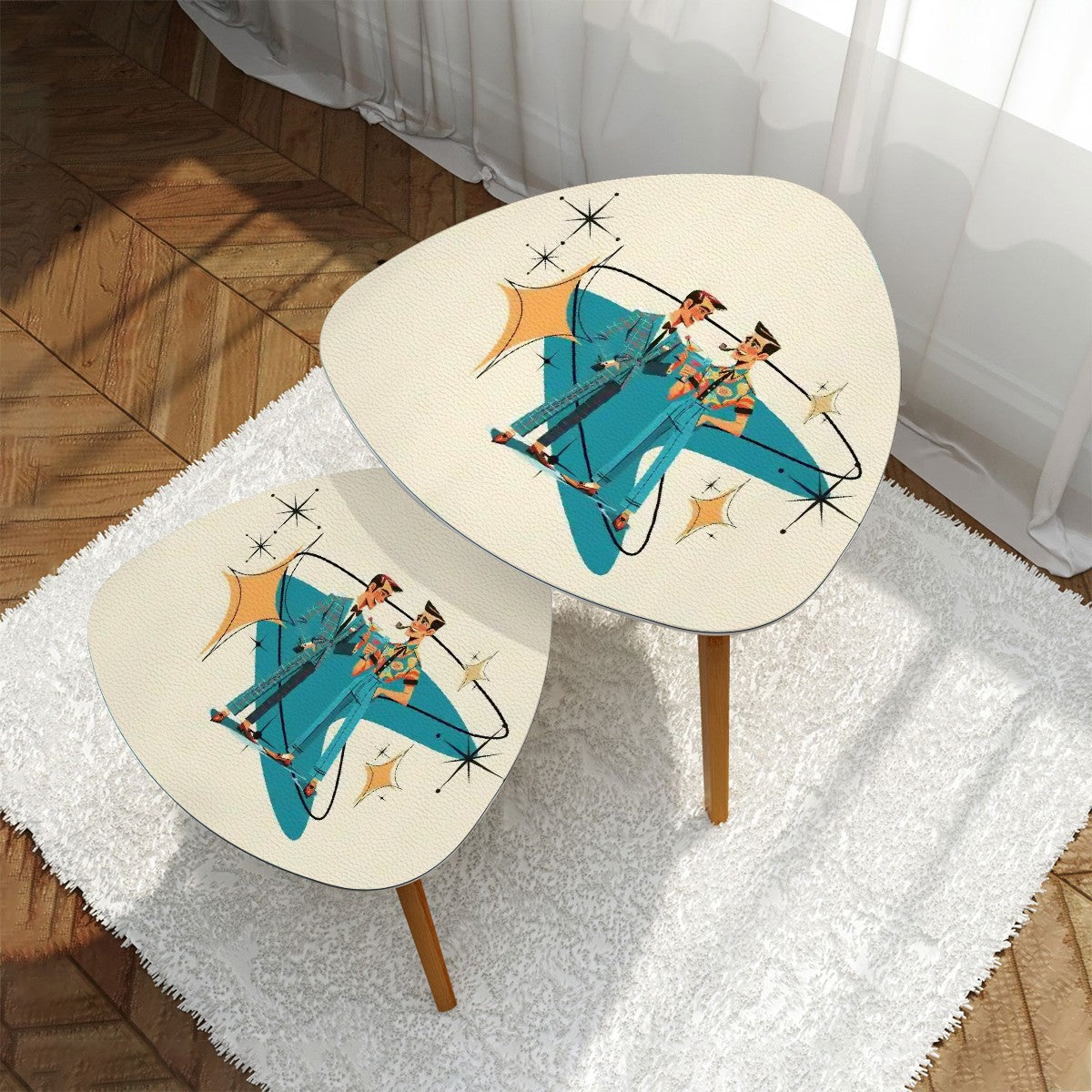 Mid Mod Dapper Dudes, Cigar Smoking Kitschy Cocktail Tables - Mid Century Modern Gal