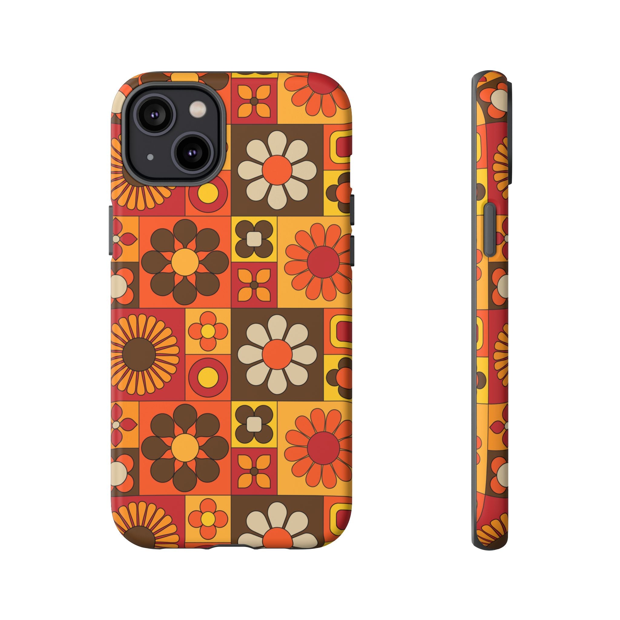 Retro 70s Mid Mod Floral Phone Case | Tough Cases for Flower Lovers - Mid Century Modern Gal