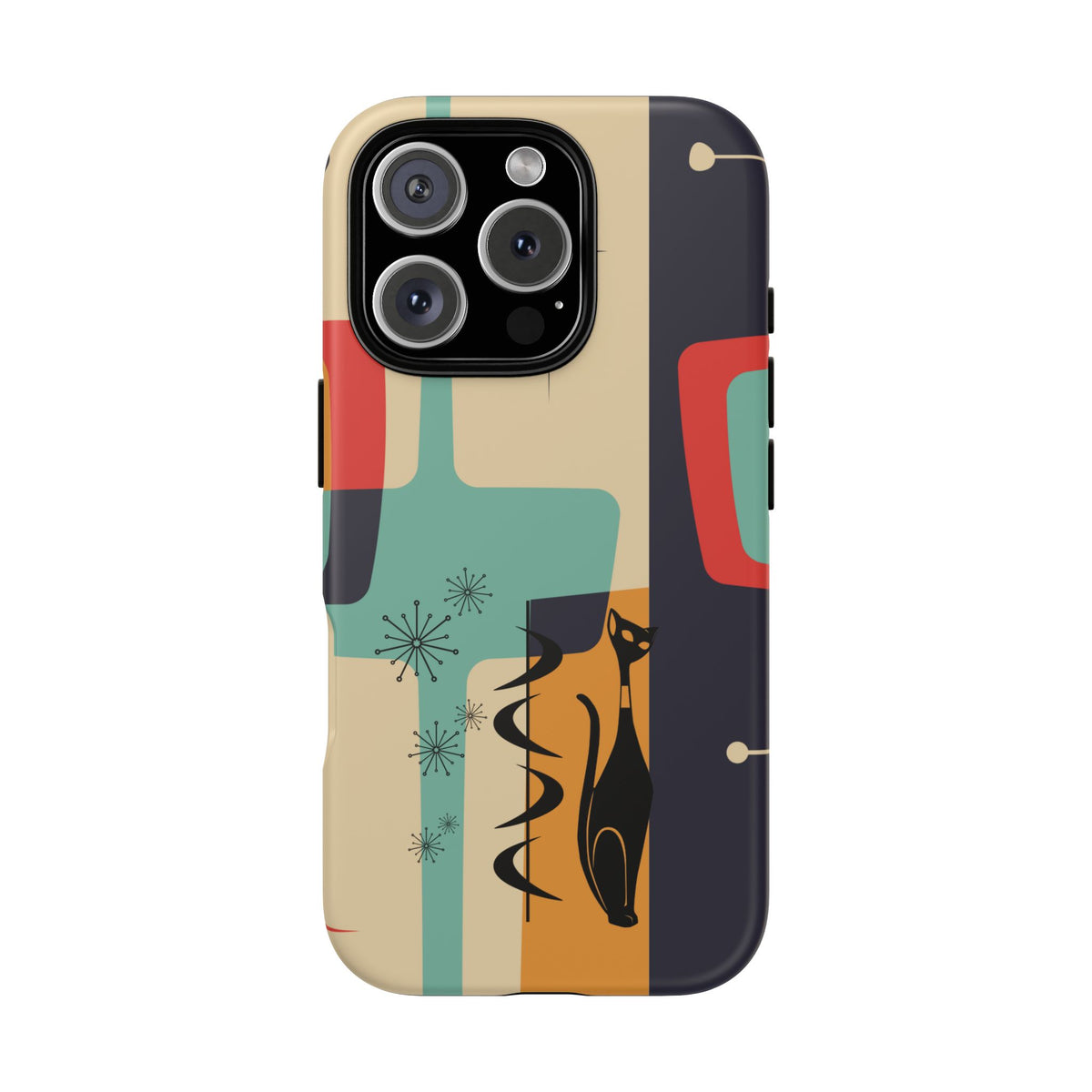 Mid Century Modern, Geometric, Atomic Cat Groovy Smart Phones Tough Phone Cases