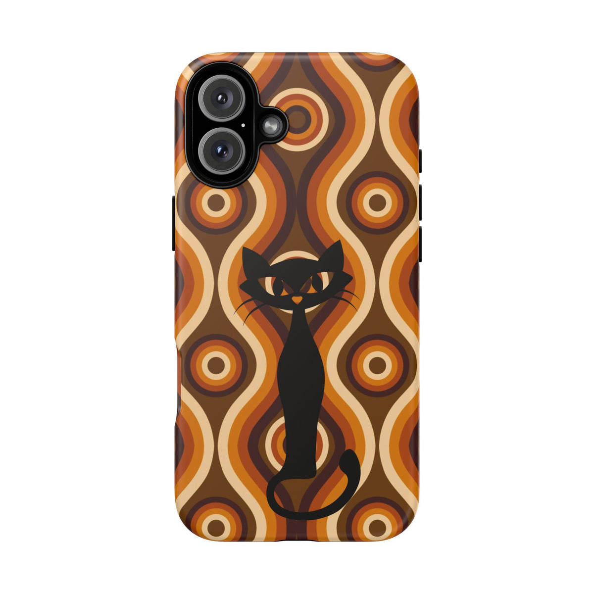 Retro Phone Case, Groovy Brown, Atomic Kitsch Cat Tough Smart Phone Cases