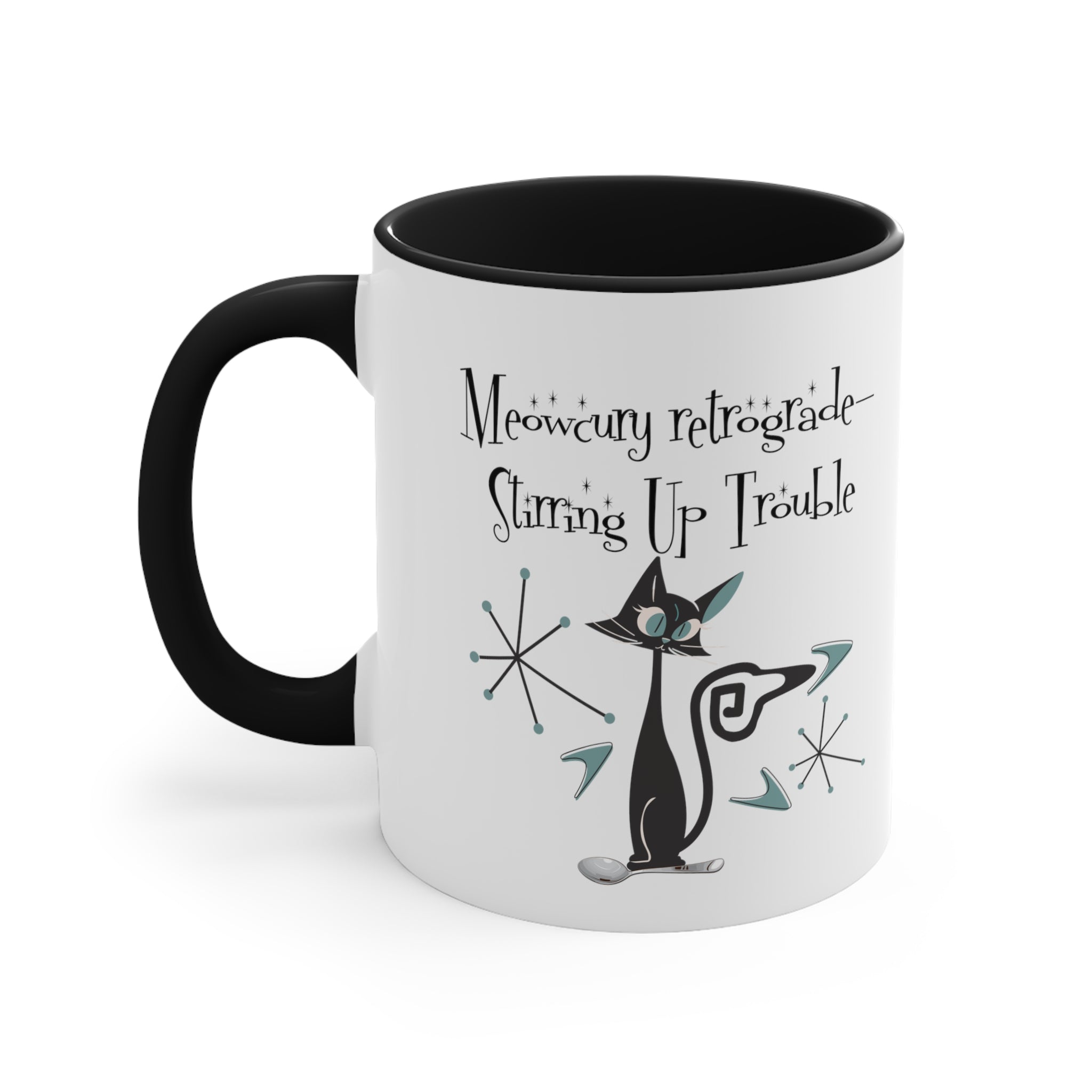 Atomic Kitty Cat, Mid Century Modern Drinkware, Funny, Kitschy Style, Cat Lover, Coffee Lover Mug Gifts - Mid Century Modern Gal