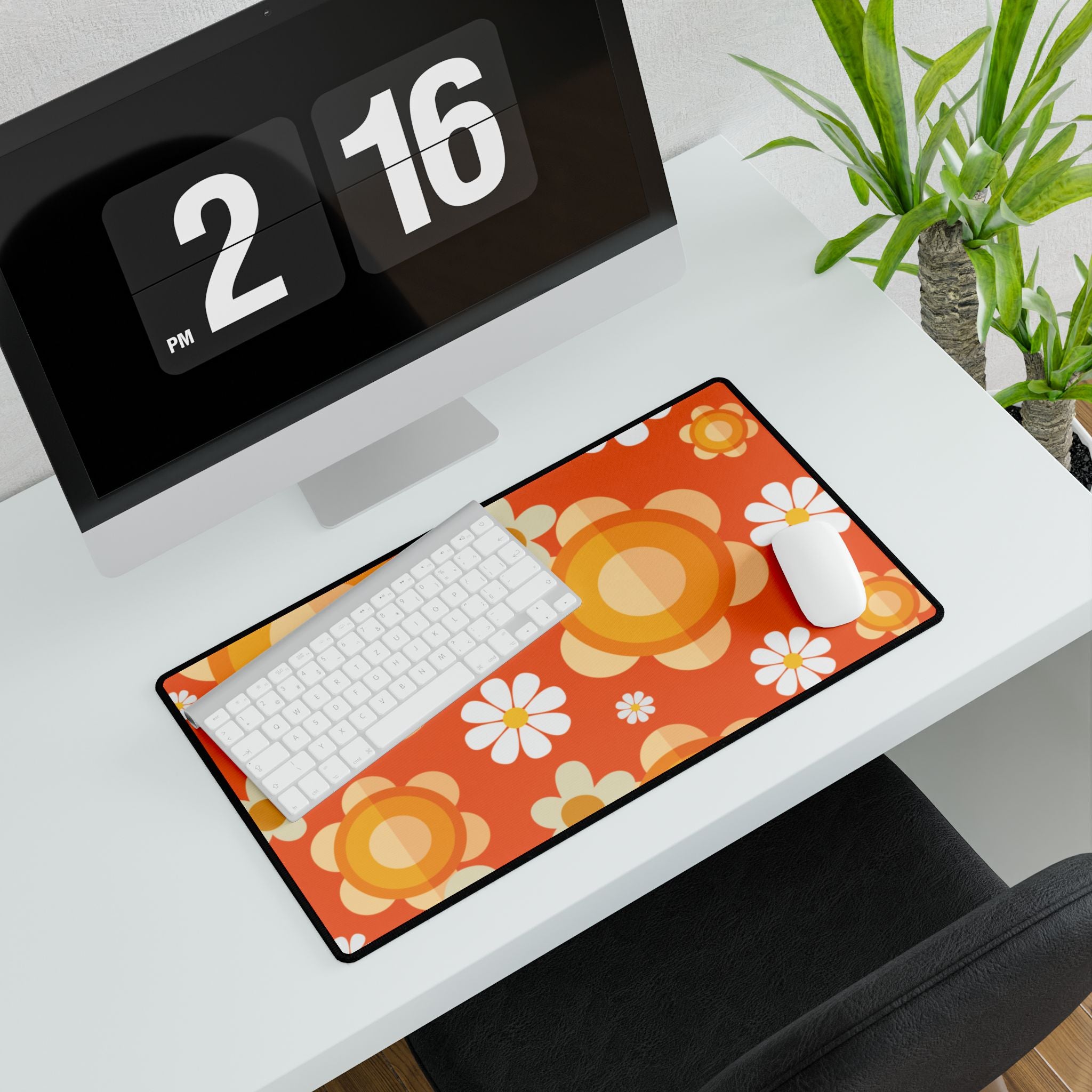 Retro Flower Power Groovy Desk Mat - Mid Century Modern Gal