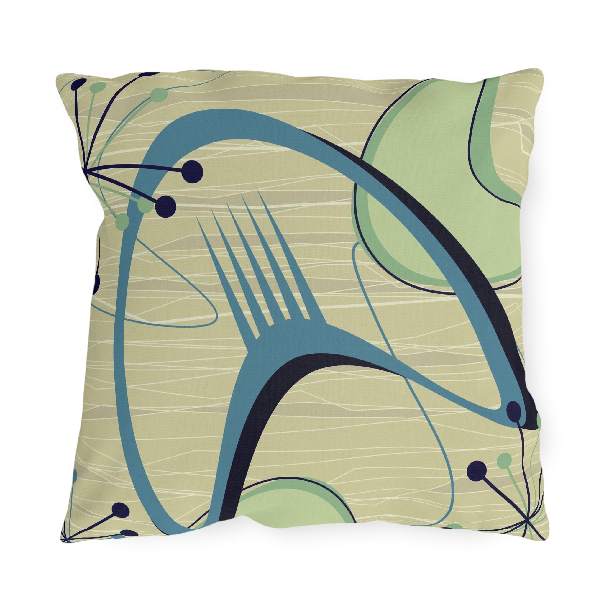 Mid Century Modern Atomic Boomerang Summer Garden Outdoor Pillows - Mid Century Modern Gal