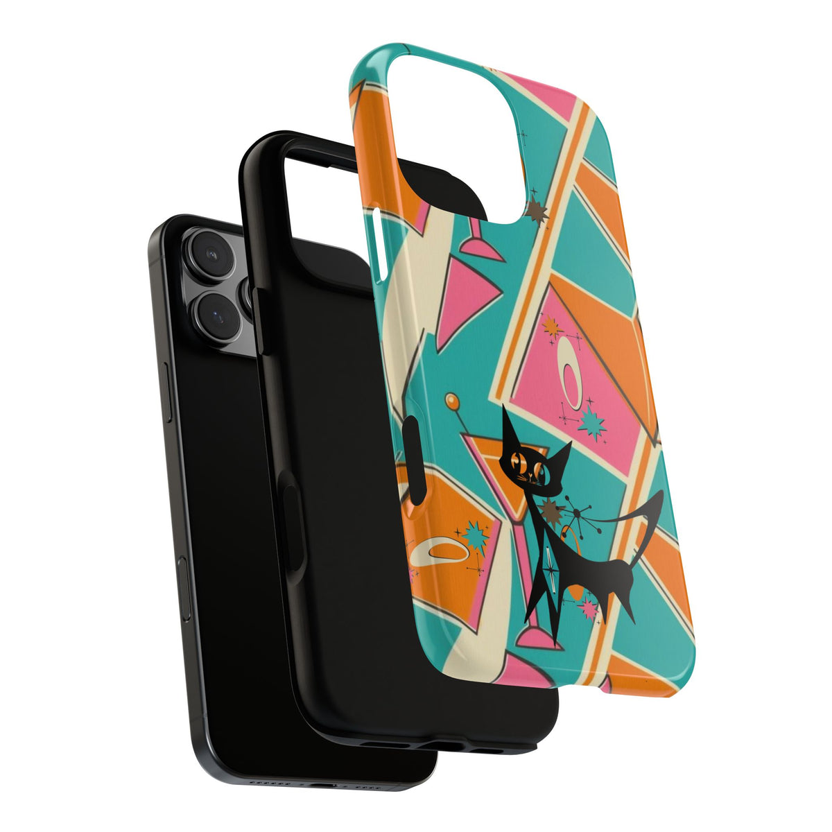 Atomic Cat Mid Mod Retro Cat Phone Case - Tough Cases for Stylish Cat Lovers