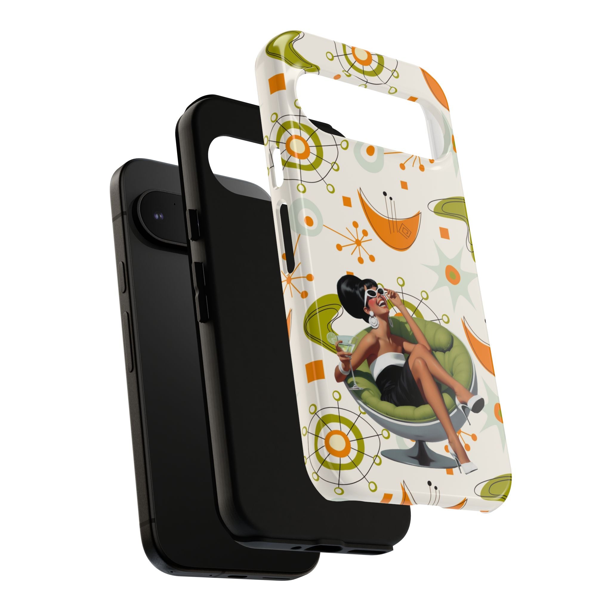 Mid Century Modern Atomic Starburst Mid Mod 60s Gal Retro Chic Tough Phone Case with Vintage Glamour Design