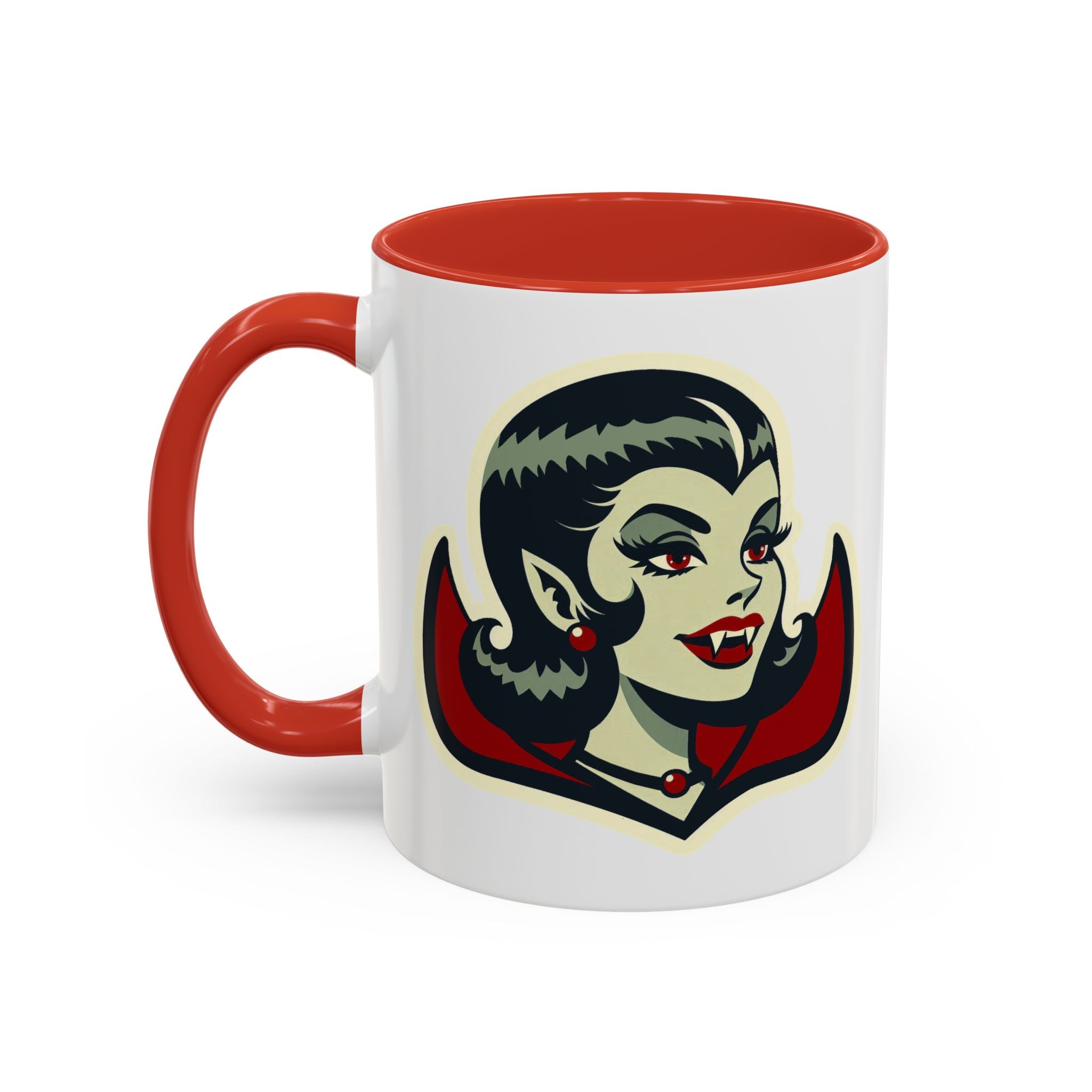 Vampire Dracula Girl Halloween Goth Horror Buff MCM Accent Coffee Mug - Mid Century Modern Gal