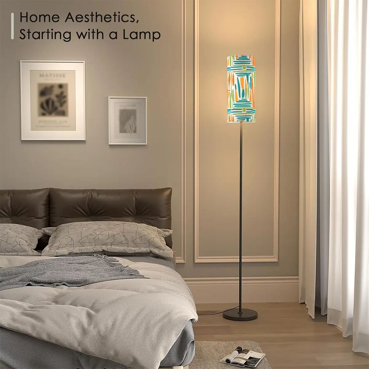 Mid Century Modern Slim Floor Lamp, Color Pop Tiki Inspired MCM Lighting - Mid Century Modern Gal