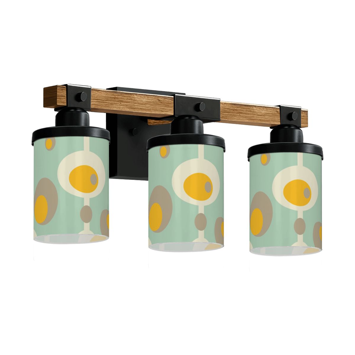 Mid Mod Groovy Orb, Mustard Yellow Mint Green MCM Vanity Light Fixture - Mid Century Modern Gal