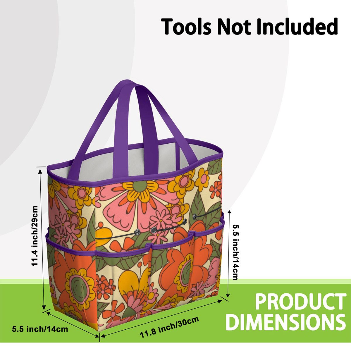 70s Retro Revival Flower Power Groovy Floral Mid Mod Garden Tool Bag