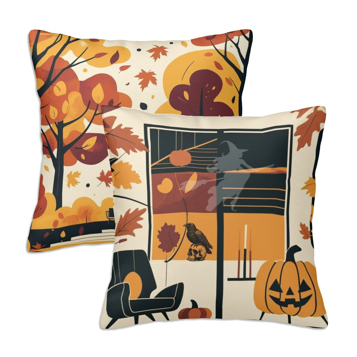 Mid Century Modern Scandinavian Fall, Halloween Golden Yellow, Black Orange Pillow Covers ONLY - Mid Century Modern Gal