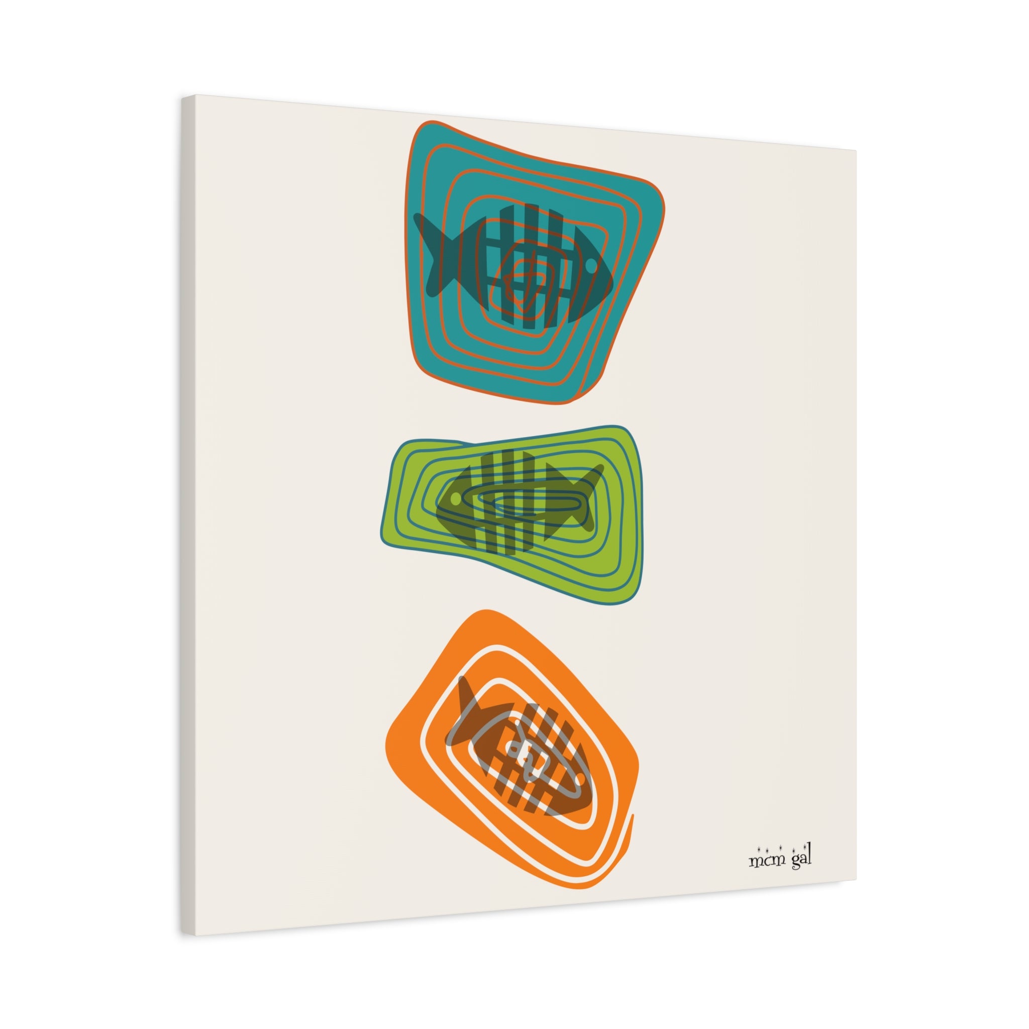 Mid Century Modern Fish Art, Colorful Abstract Fish Wall Art Canvas - Modern Home Decor - Mid Century Modern Gal