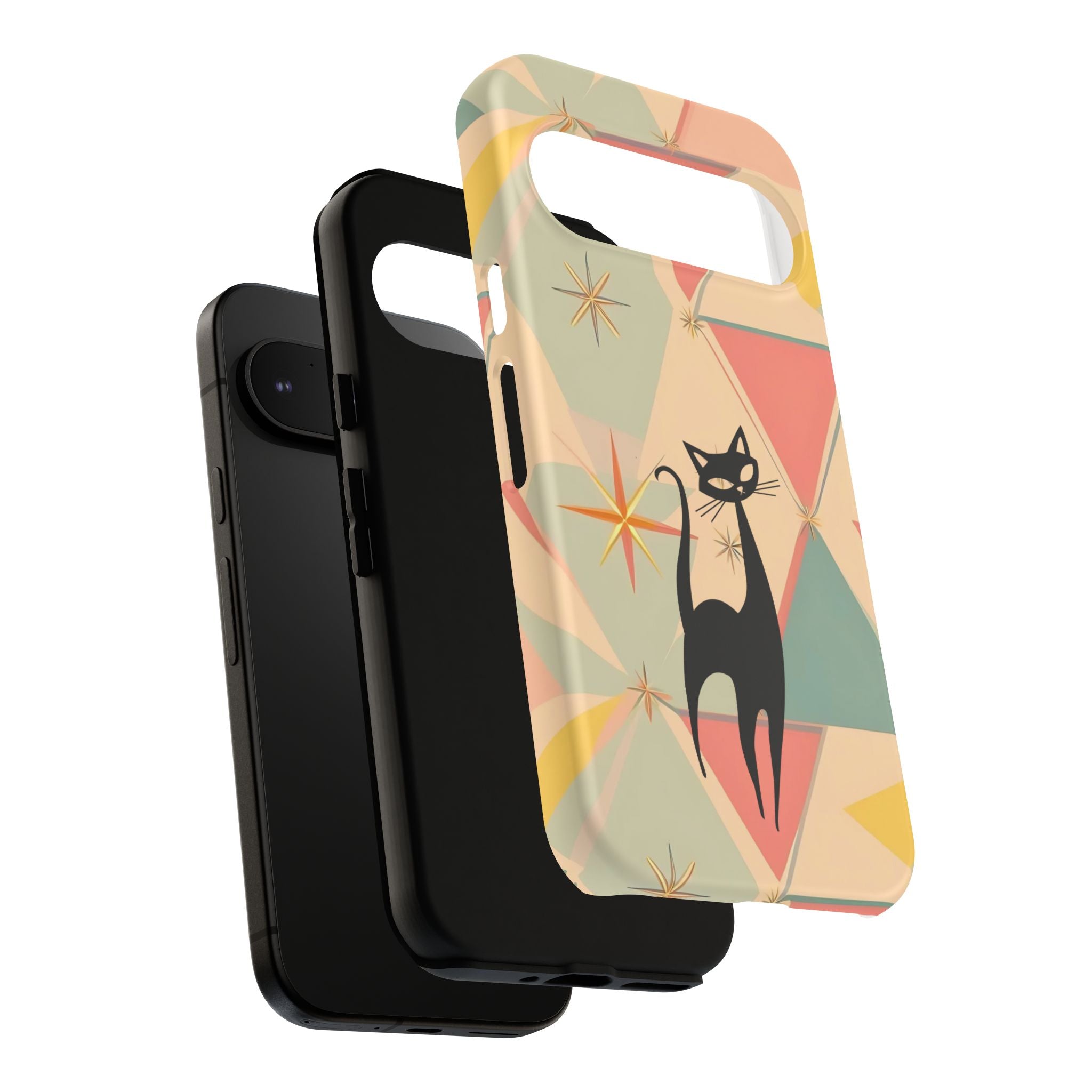 Atomic Cat Mid Mod Retro Cat Phone Case | Tough Cases with Vintage Vibe | Ideal for Cat Lovers