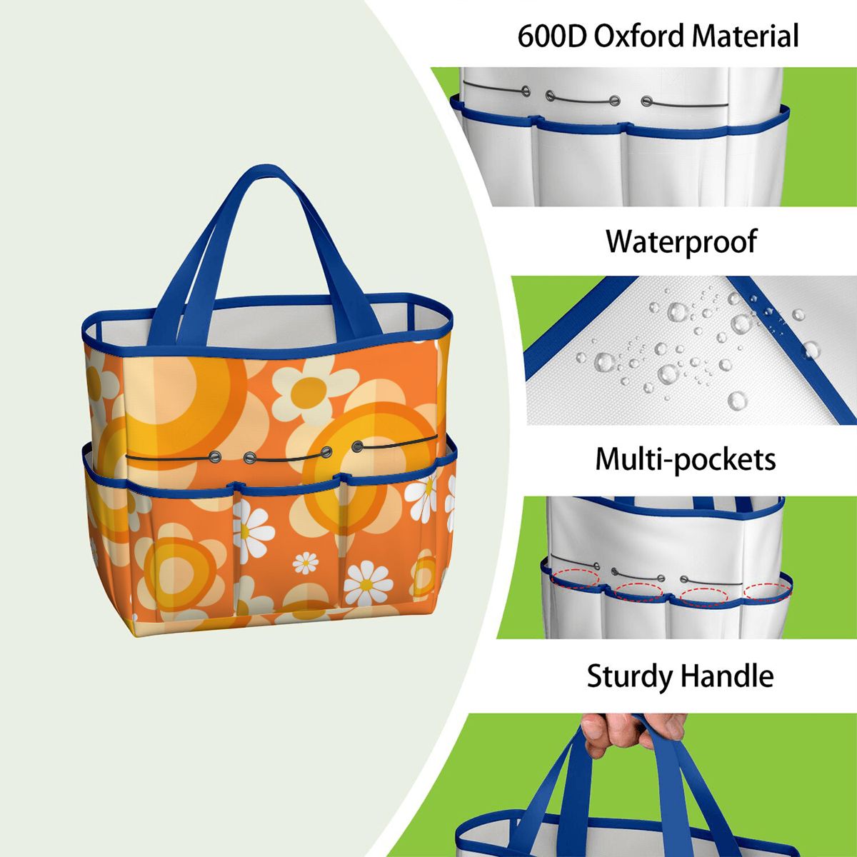 Flower Power Orange Groovy Mod Garden Tool Bag