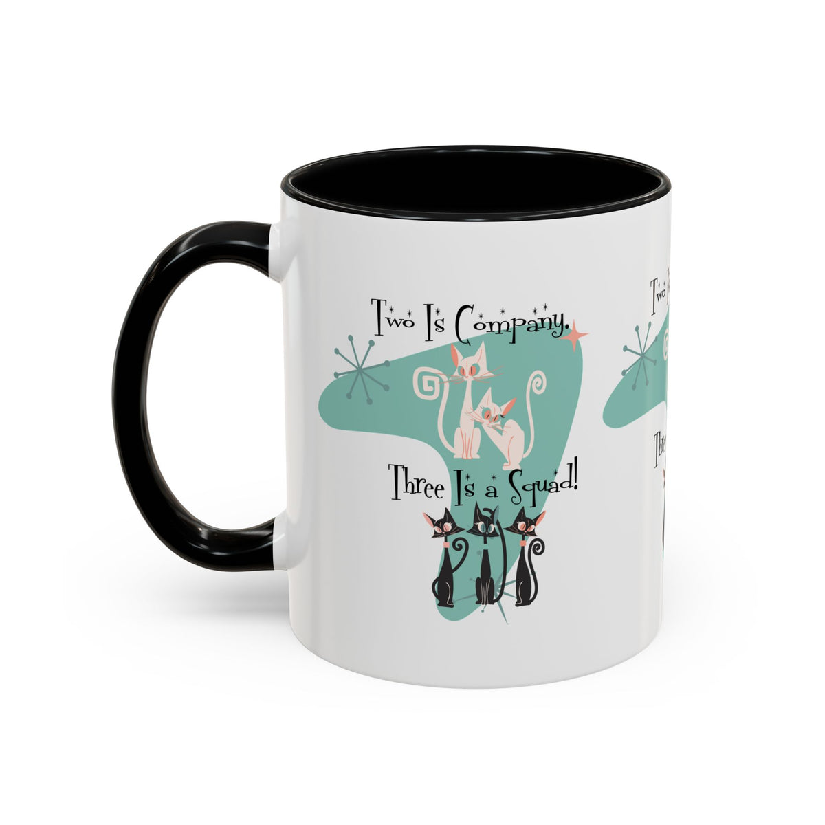 Atomic Cat Mug, Kitschy Cute Co-Worker, Best Mid Mod Charming Cat Coffee Mug - Mid Century Modern Gal