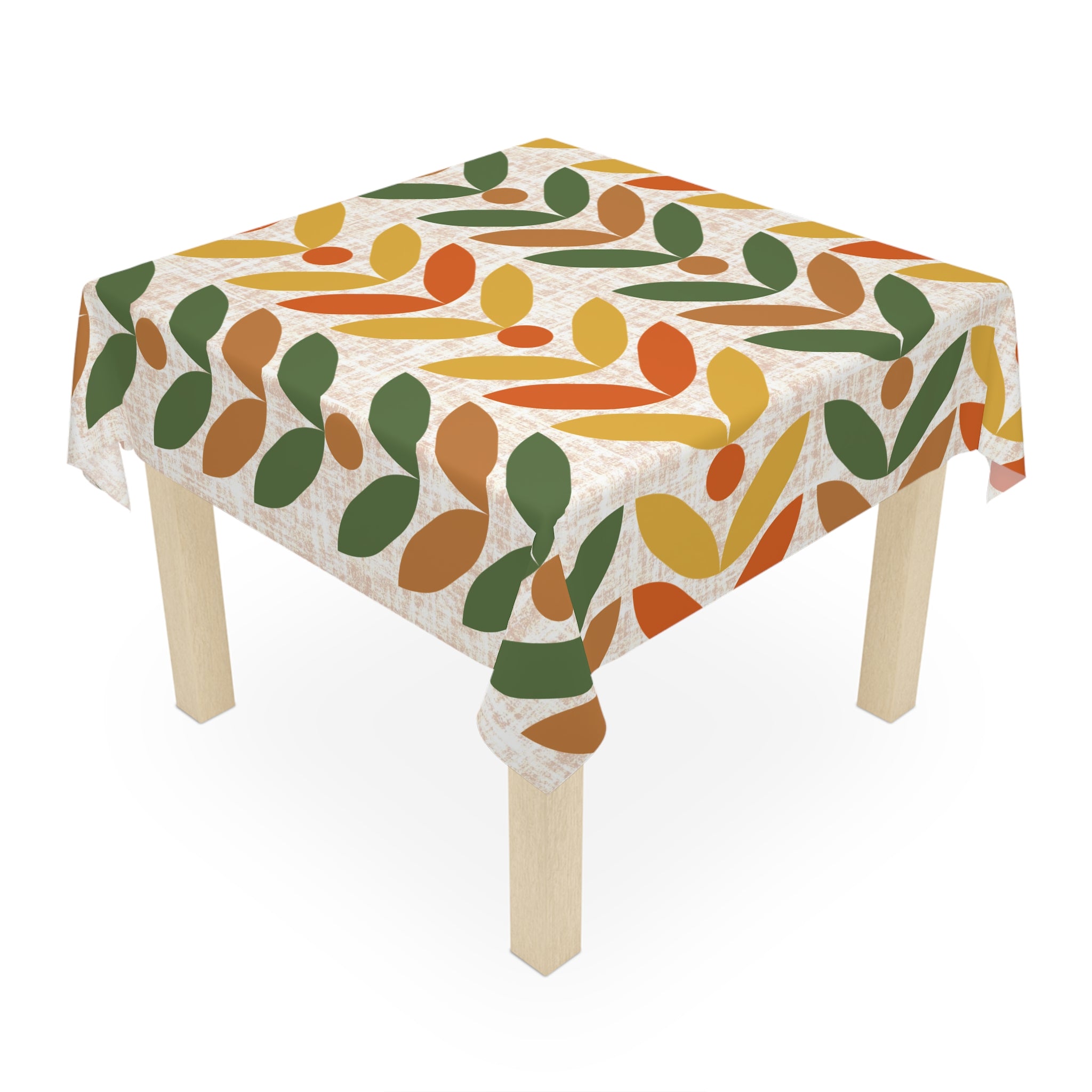 Retro Modern Danish Scandinavian Floral Orange, Yellow, Camel Brown And Floral Design for Dining Room Decor - Mid Century Modern Gal