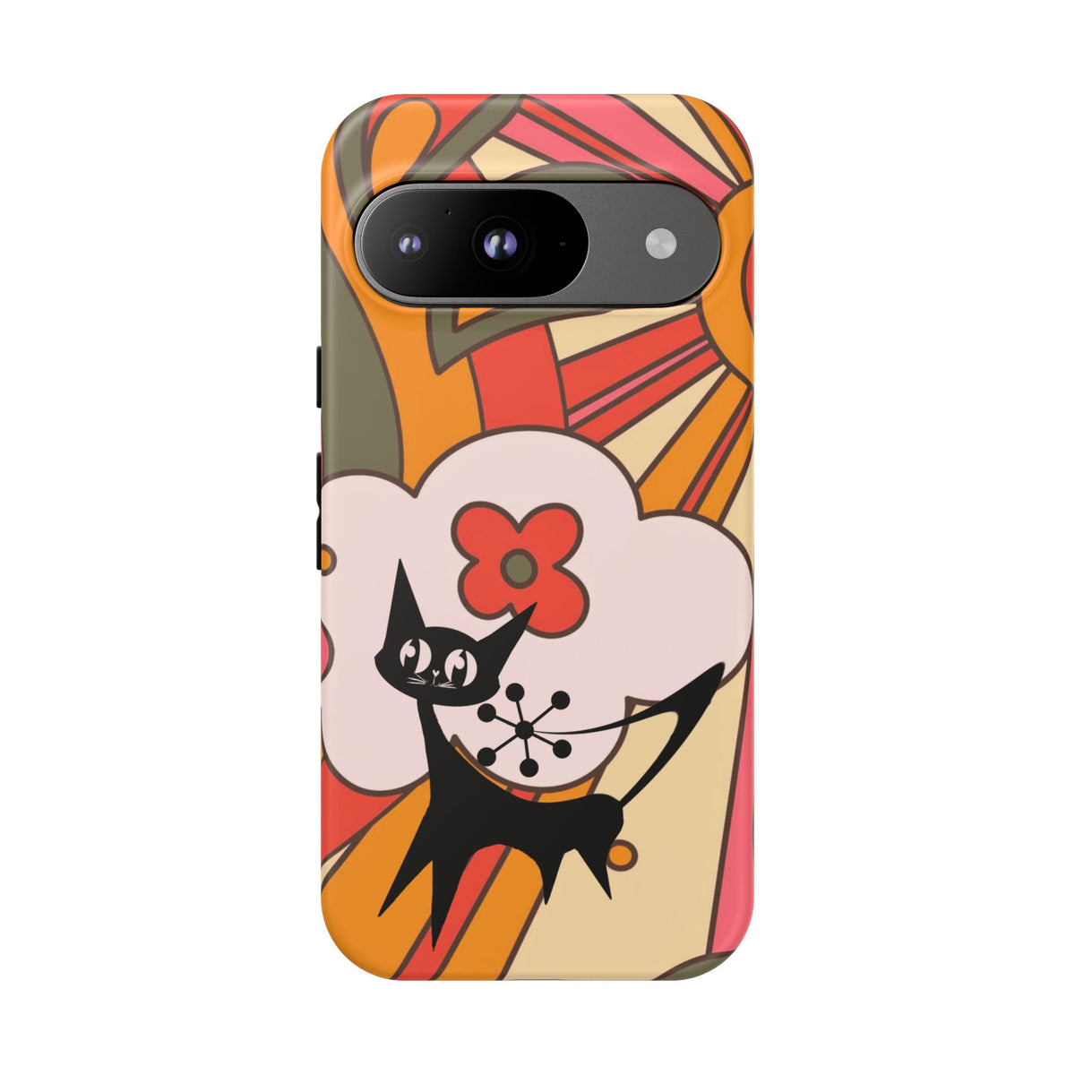 Atomic Cat, Retro Sunburst, Groovy Mod Smart Phone Tough Phone Cases