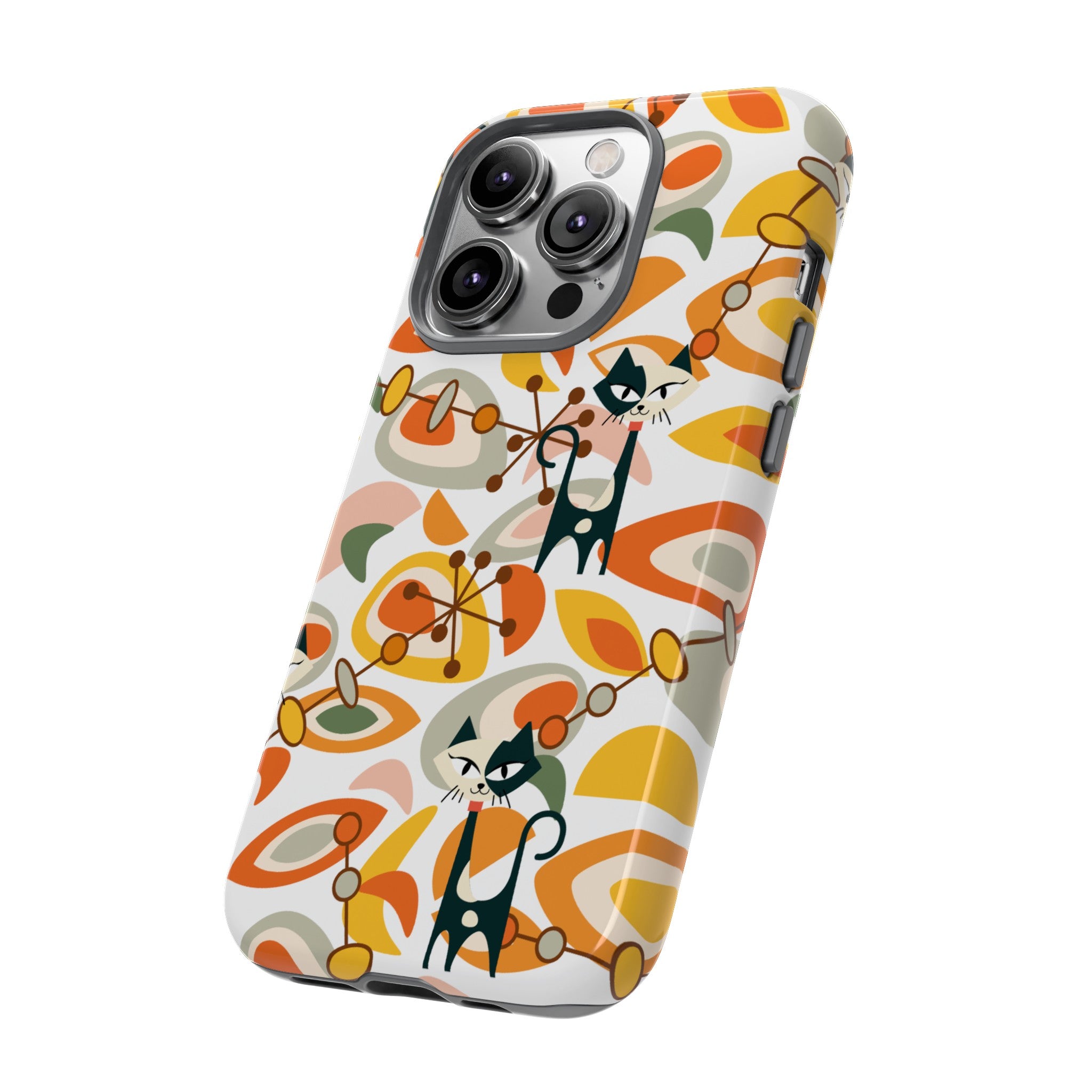 Atomic Cat Mid Mod Orange, Yellow, Groovy Cat Smart Phone Tough Cases